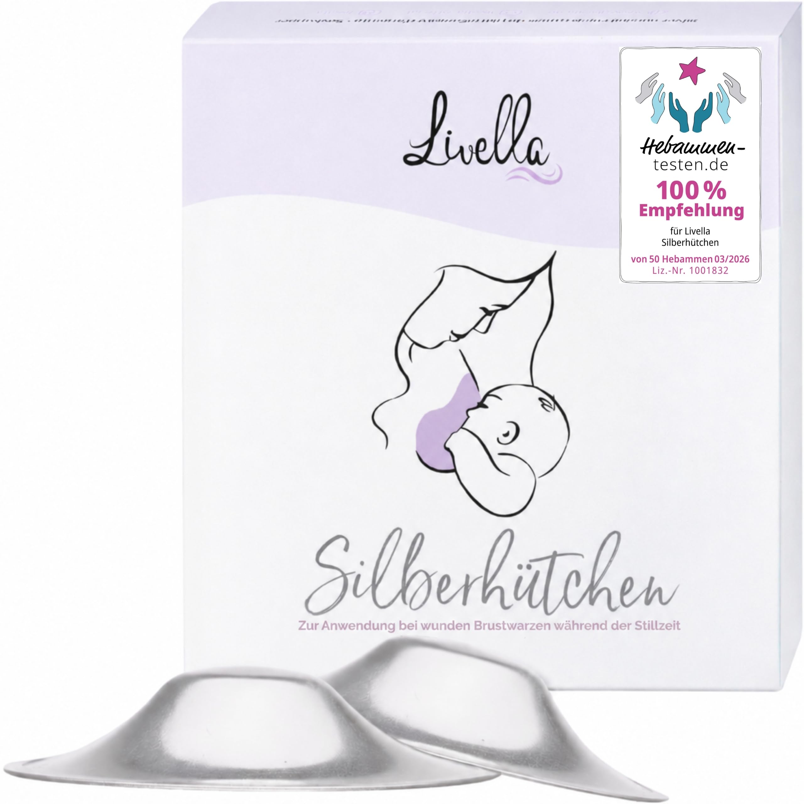 Livella | Silberhütchen Stillen - Made in Germany - für beanspruchten Brustbereich - schafft feuchtes Hautmilieu - Stillhütchen im Wochenbett & Stillzeit nach der Schwangerschaft