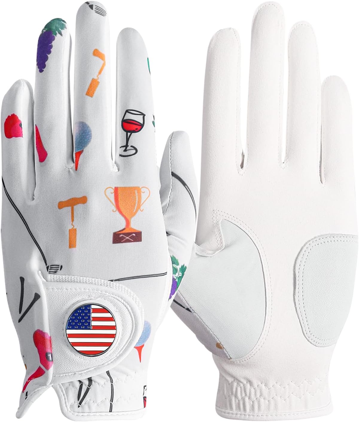 Amy Sport Stylish Pattern Womens Golf Glove with Ball Marker | Lightweight Breathable Comfort Fit, Fashionable Color Design Style, Left Right Hand, Durable Flexible Long Lasting Wear