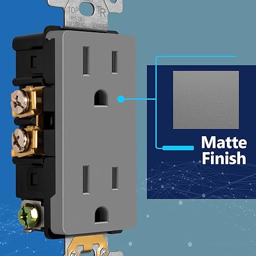 Miniatura 3 de LIDER Receptáculo decorativo de acabado mate con cubierta facial intercambiable, salida de pared segura para niños, resistente a manipulaciones,