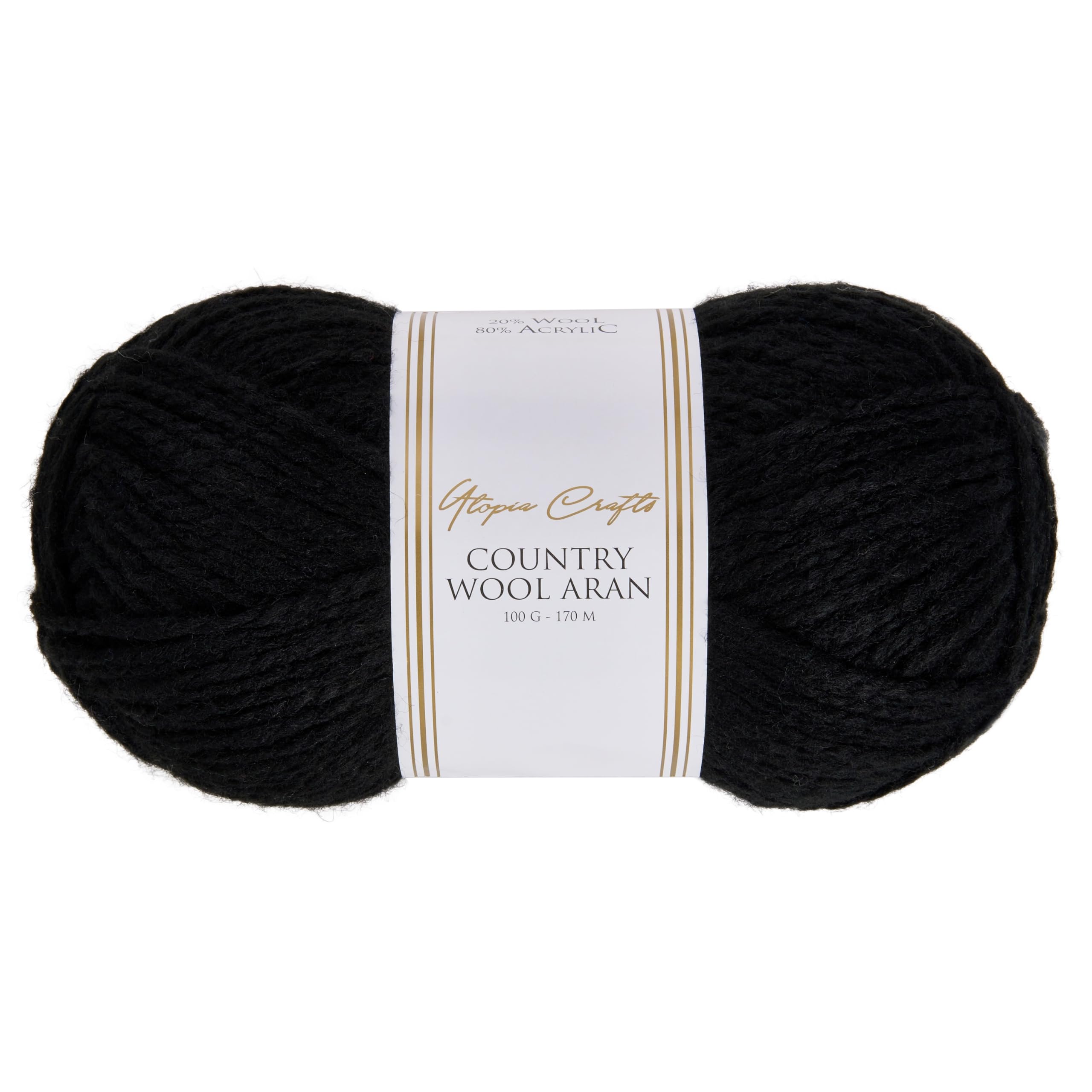 Utopia Crafts Country Wool Blend Aran Yarn for Knitting and Crochet 100g (1, Black)