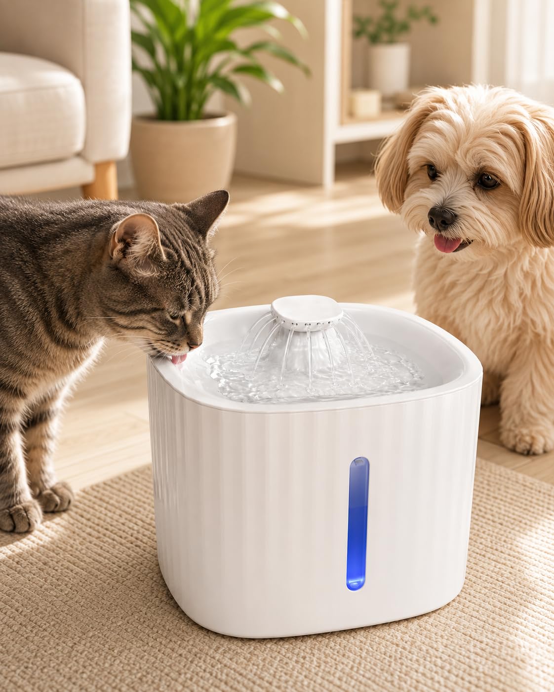 Bebedouro Automático, Fonte de Água 3L, Filtro, LED, USB, Bomba Silenciosa | Branco;