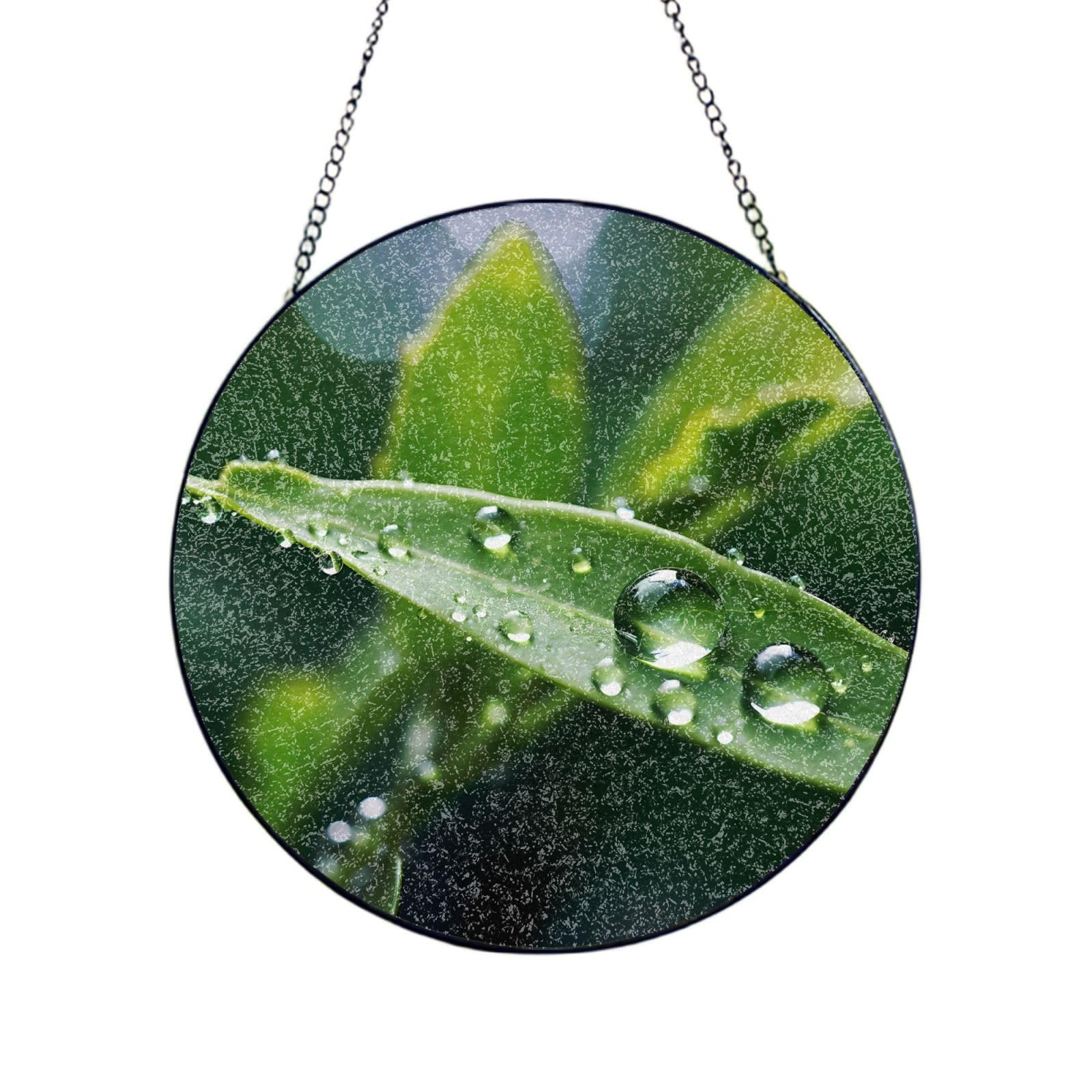 Phayah Dewdrop Print Stained Glass Window Hanging Sun Catchers Decoration Mother'S Day Birthday Gifts For Home Garden Porch 8in（20cm）