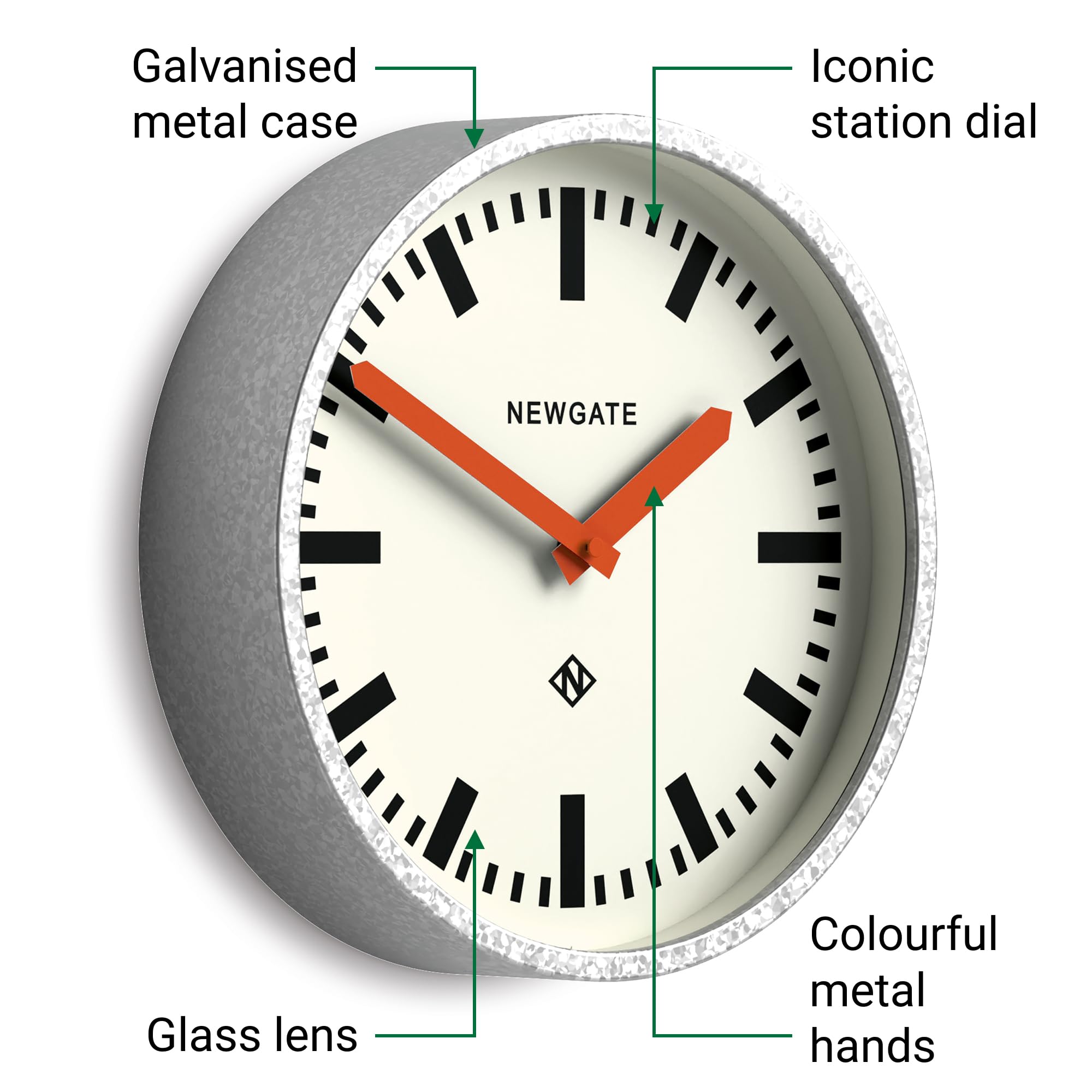 NEWGATE® Luggage wall clock, Pumpkin Orange, 30 x 30 x 7 cm - Image 4