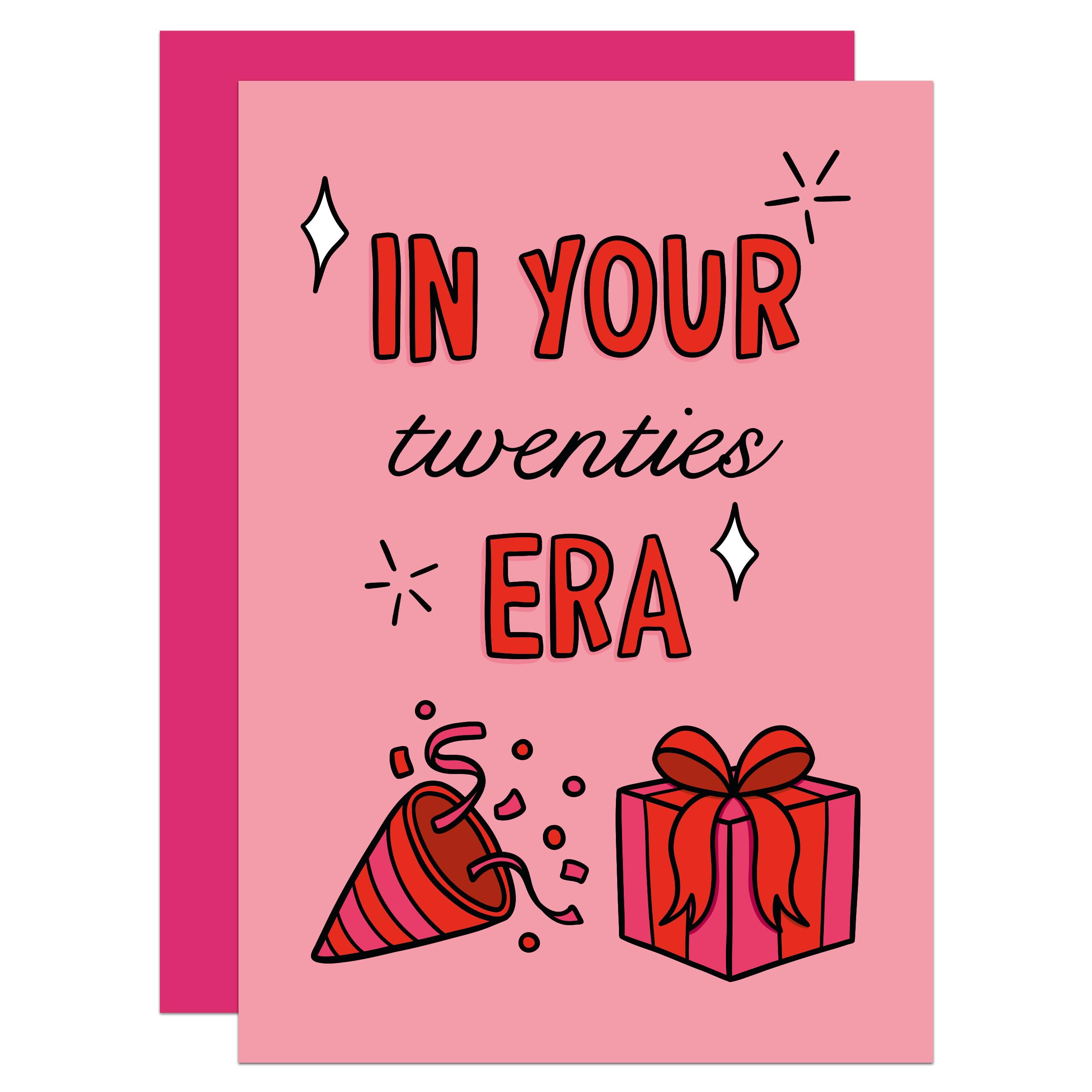 Cute 20th Birthday Card, Twenties Era, For Daughter, For Friend, For Sister, Pop Music, Girl Era (20th)