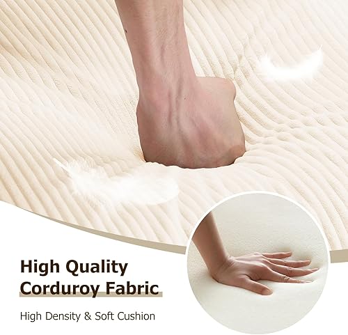 Miniatura 7 de Furniliving Silla decorativa moderna, cómoda silla auxiliar para dormitorio, silla de pana para sala de estar con almohada trasera, silla de lectura