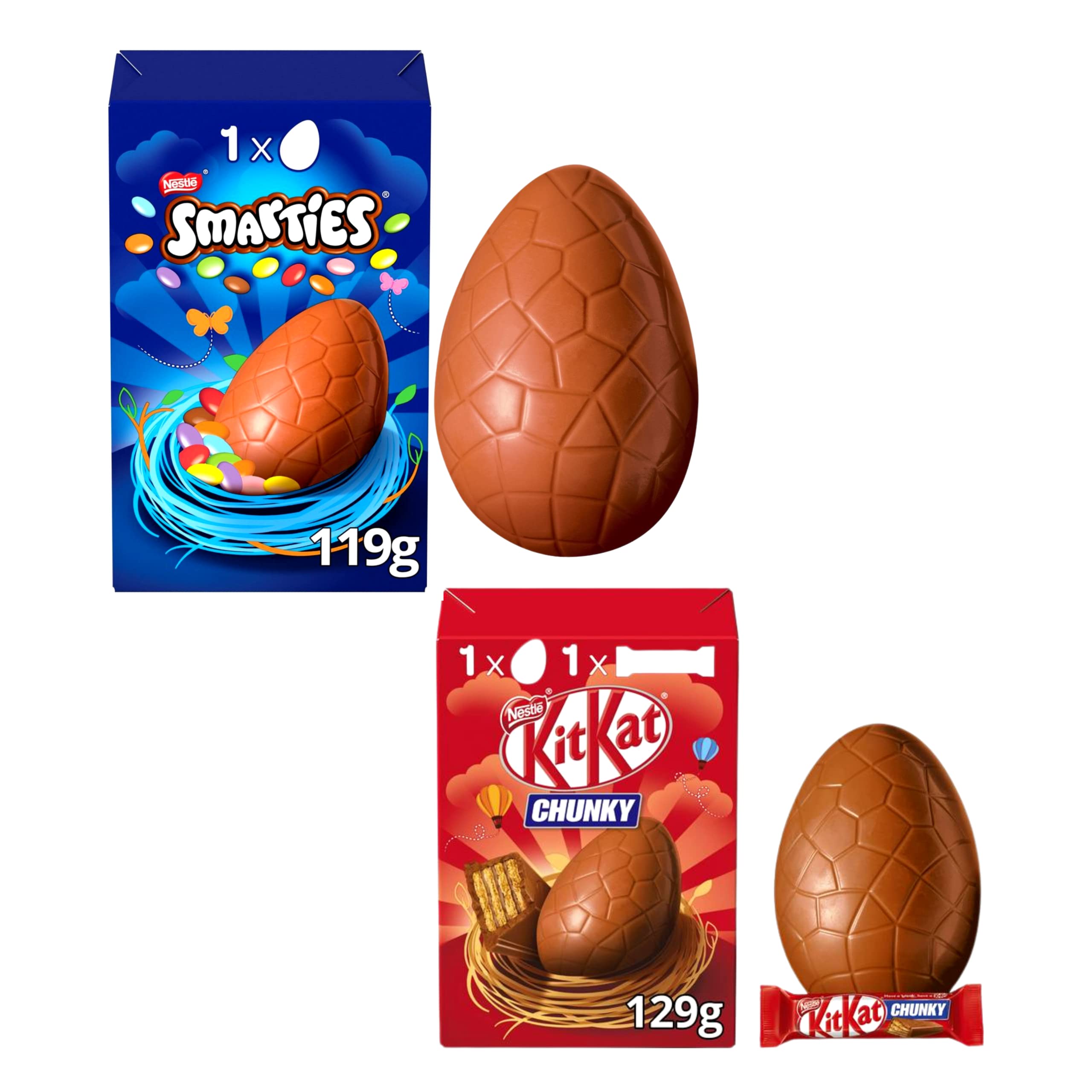 Nestlé Medium Easter Eggs Chocolate (Smarties-122g & Kit Kat Chunky-140g) | Easter Eggs Chocolate | Easter Gift Box | Easter Egg Bundle | Easter Eggs Bulk | Easter Hamper