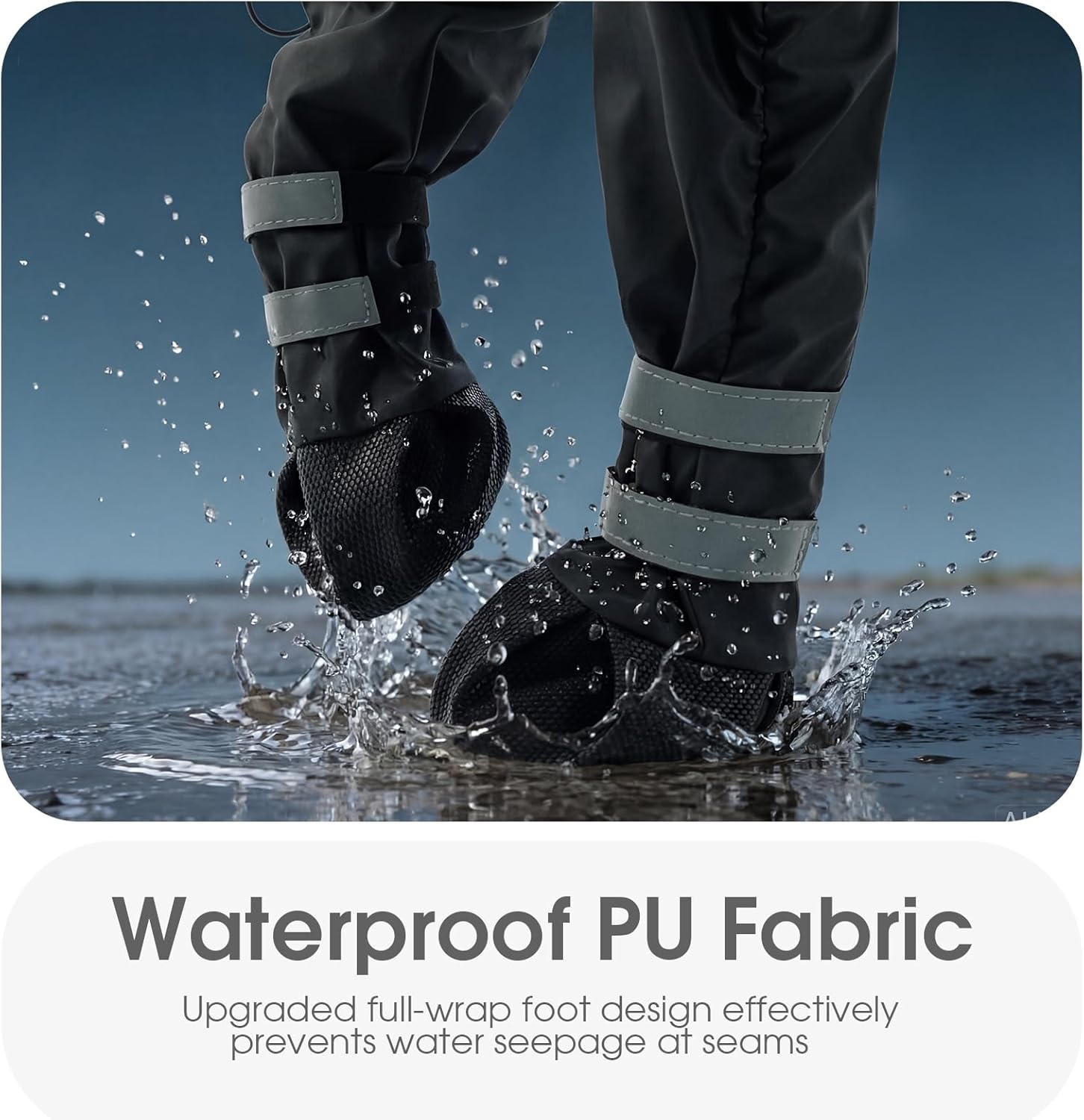 Dog Suspender Boots Waterproof, Breathable Dog Shoes Leggings for Small Medium Dogs, Anti-Slip & Fall Paw Protector with Adjustable Strap, Dog Boots for Outdoor Walks Rain & Snow (Black, M)
