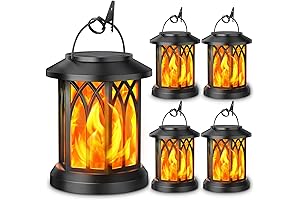 KOOPER Outdoor Solar Hanging Lanterns with Upgraded Flickering Flame Effect