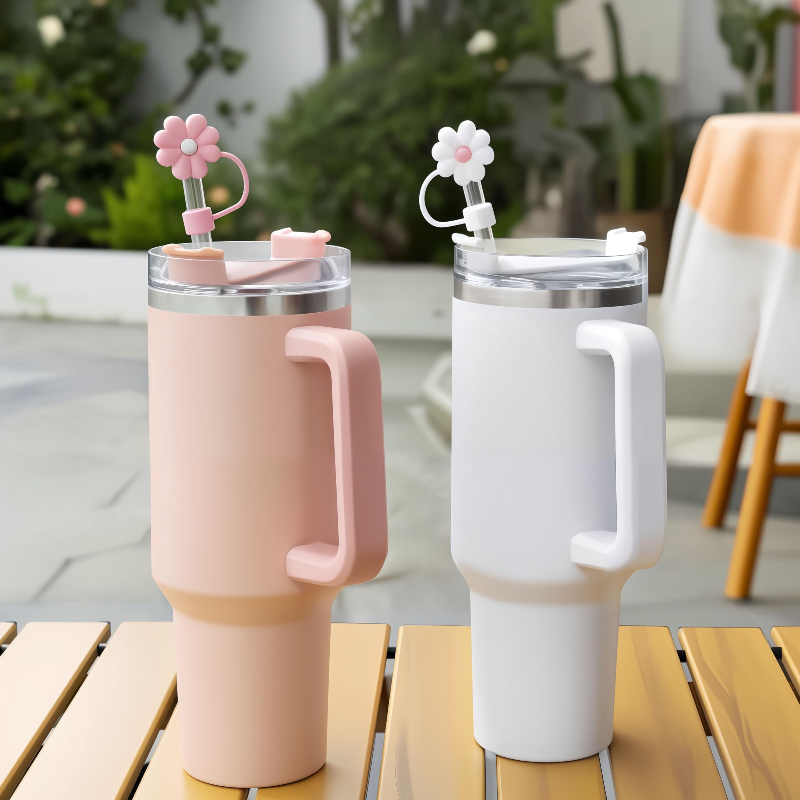 4Pcs 0.4in Diameter Cute Silicone Straw Covers Cap for Stanley Cup, Dust-Proof Drinking Straw Reusable Straw Tips Lids