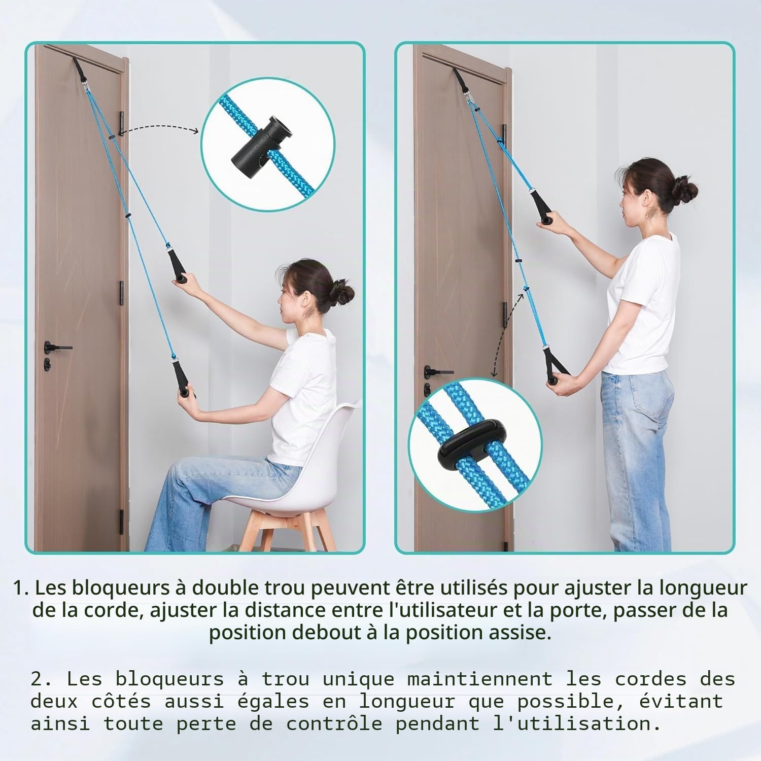 Fanwer Reeducation Epaule Poulie Porte, AVCE Confortables Poignées de Matériaux TPR，Poulies Multi-usages pour la des épaules au-Dessus de la Porte