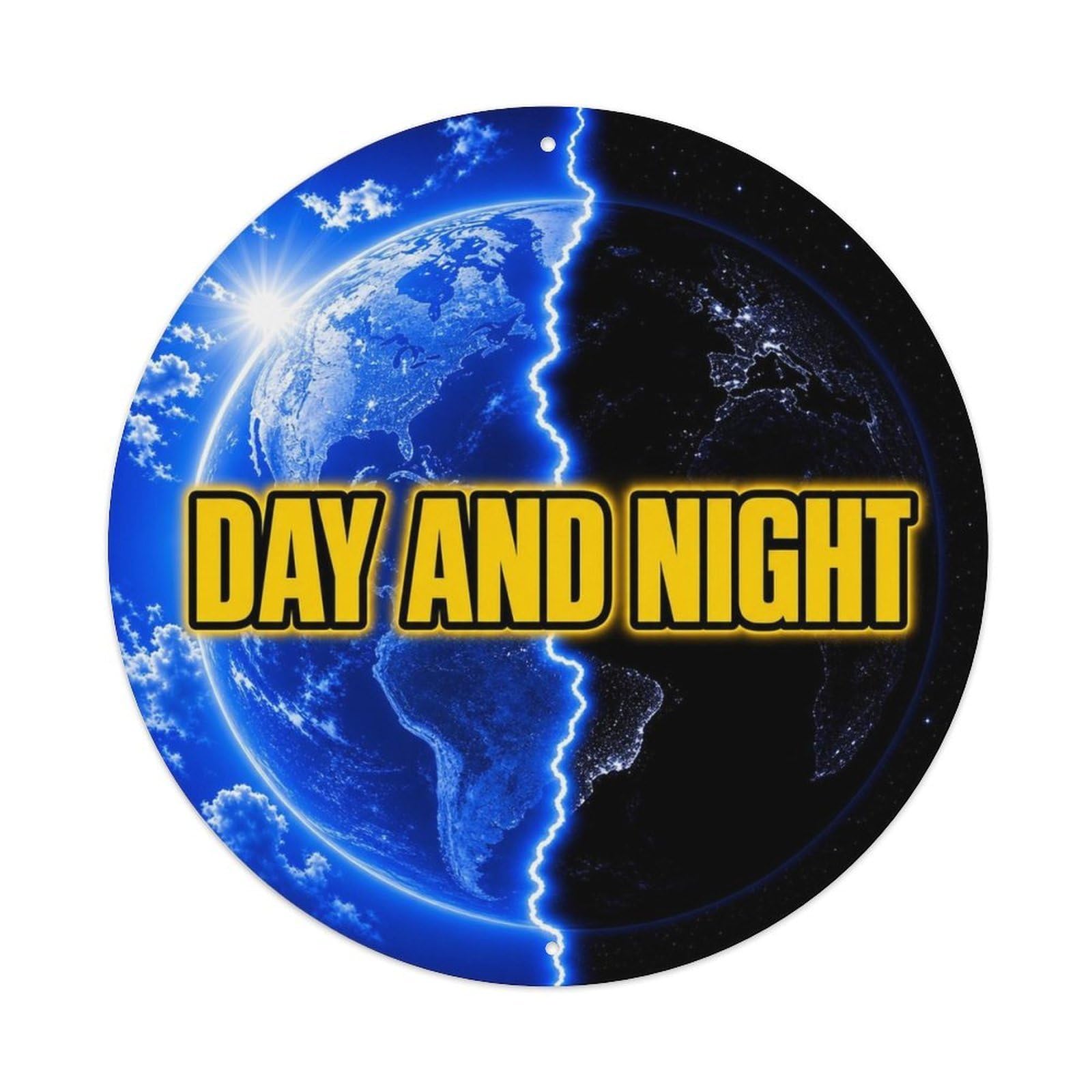 Astronomy Earth Day Night Cosmos Solar System Astral Metal Tin Sign Plaque Wall Decor for Cafe, Man Cave, Club Bar, Office, Home Garden Round Metal Poster 8x8Inch