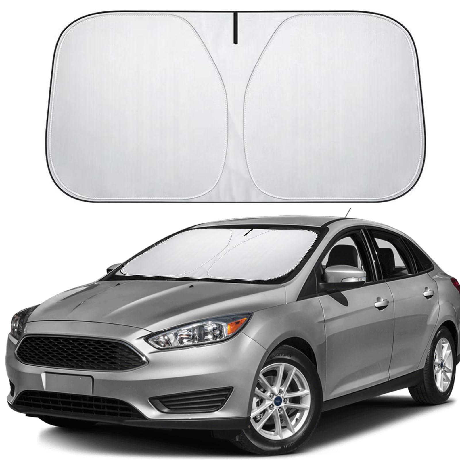 SVUPUE Parasol Coche Delantero 140 x 70 cm, Plegable Parasol Paraguas Coche, Parasol para Coche Parabrisas Interior, Parasol para Parabrisas de Coche, Apto Mayoría de Coche