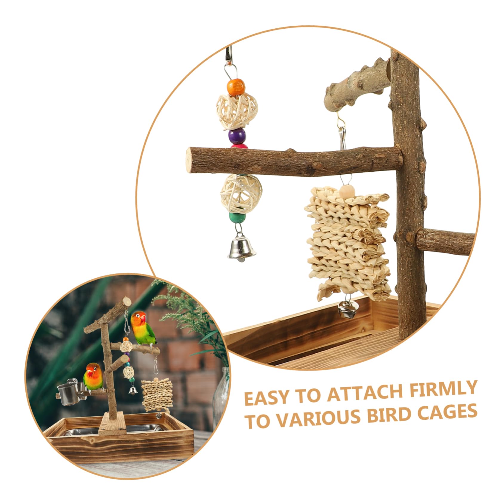 DOITOOL Juguetes para Pájaros Perchas de Madera para Jaulas Soporte de Escritorio para Pájaros Suministros para Periquitos