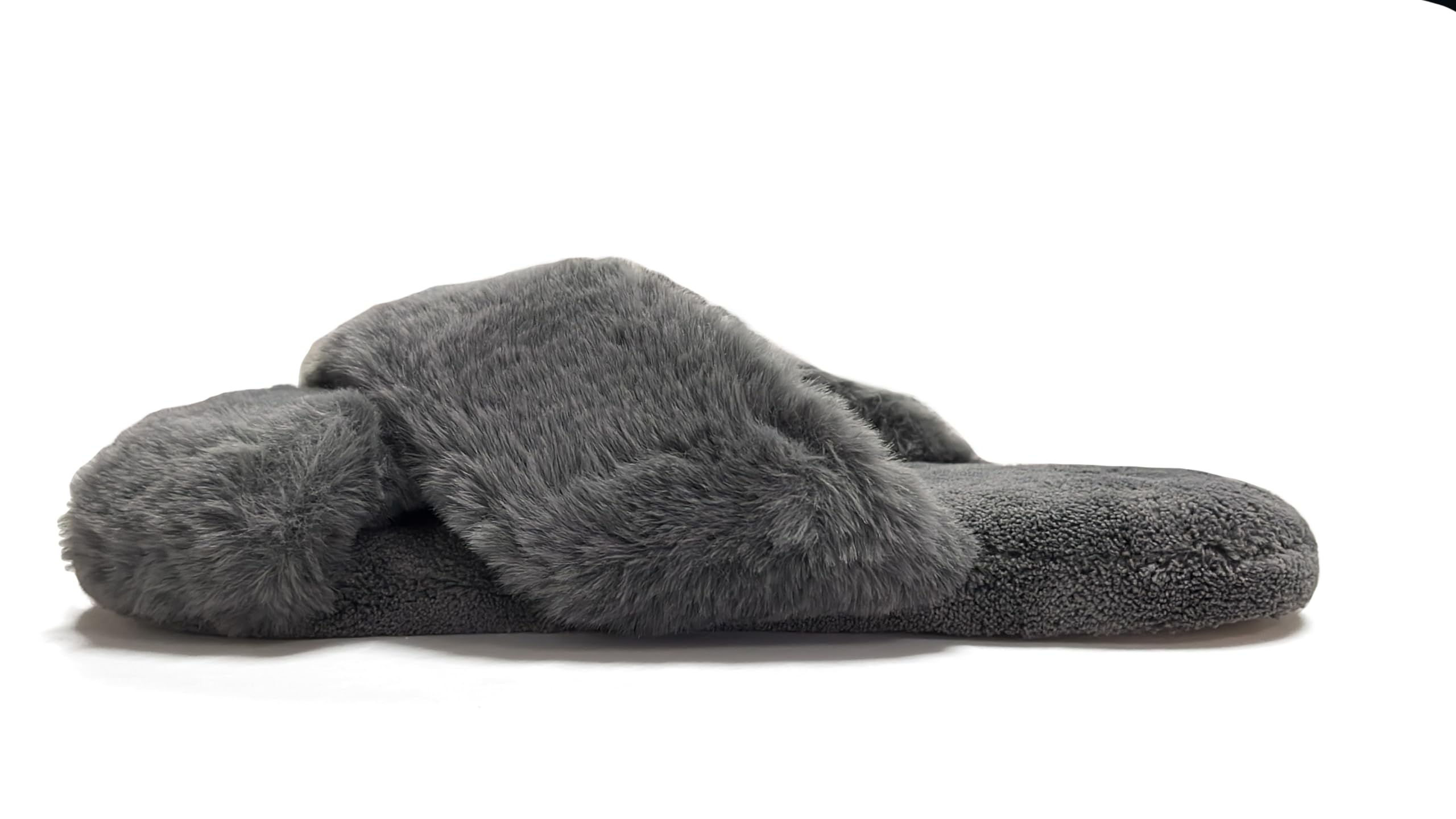 Comwarm Women's Cross Band Fuzzy Slippers Fluffy Open Toe House Slippers Cozy Plush Bedroom Shoes Indoor Outdoor