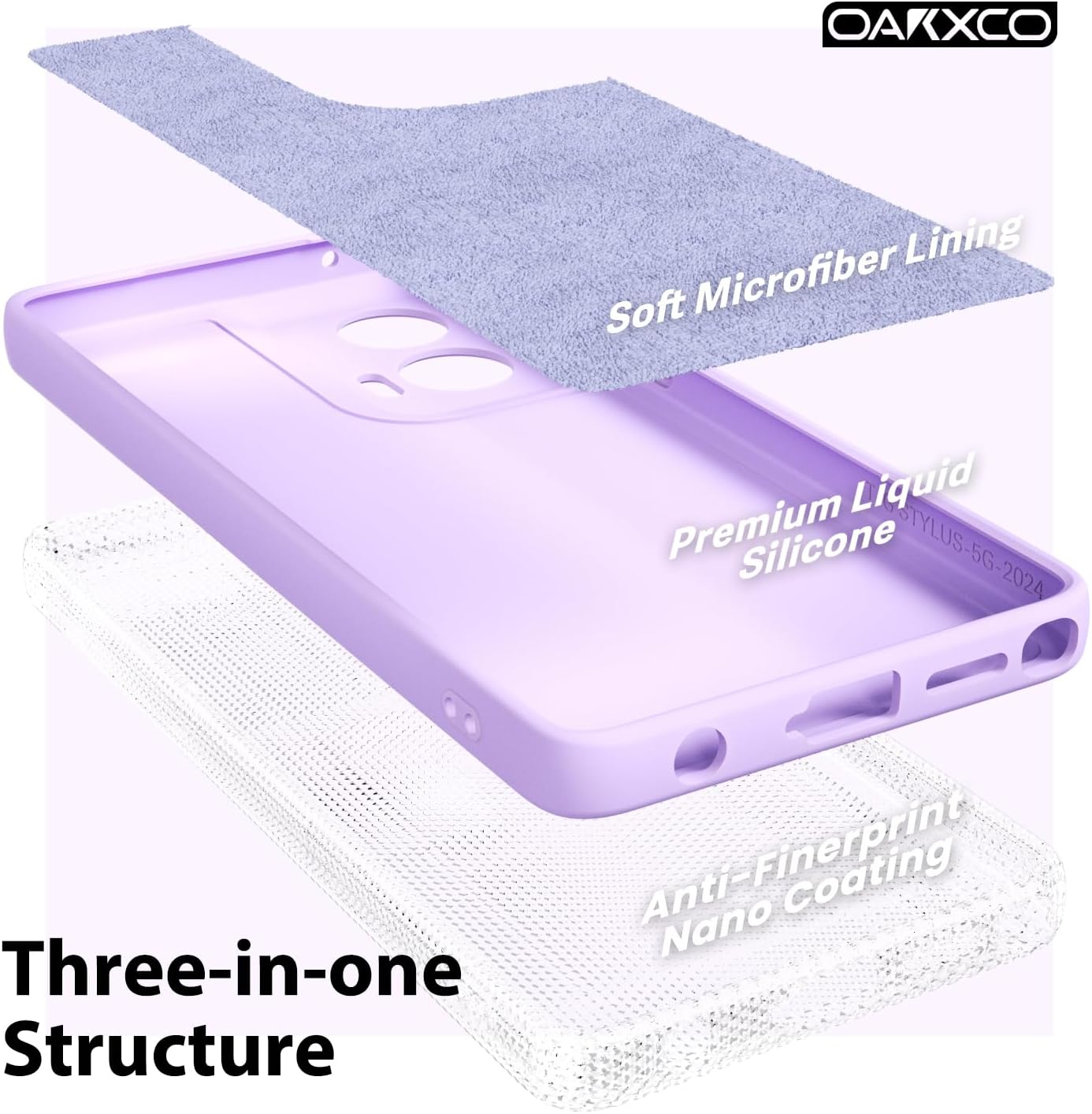 oakxco for Motorola Moto G Stylus 5G 2024 Phone Case Liquid Silicone, Thin Slim Soft Rubber Gel TPU Plain Simple Cover for Women Girl Cute, Matte Solid Color, Lilac Light Purple Lavender