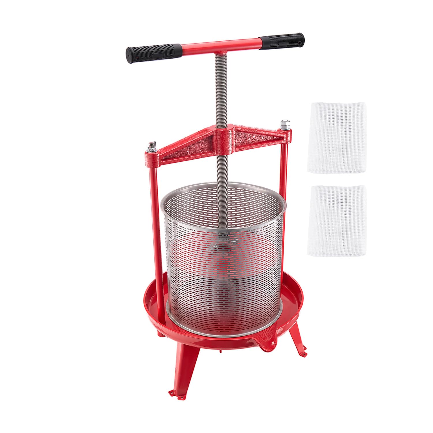 Happybuy 3.69 Gal/14L Fruit Wine Press, Stainless Steel Basket with Cross-Beam & Triangular Frame, Manual Juice Maker for Apples, Grapes, and More, Perfect for Home Kitchen Use