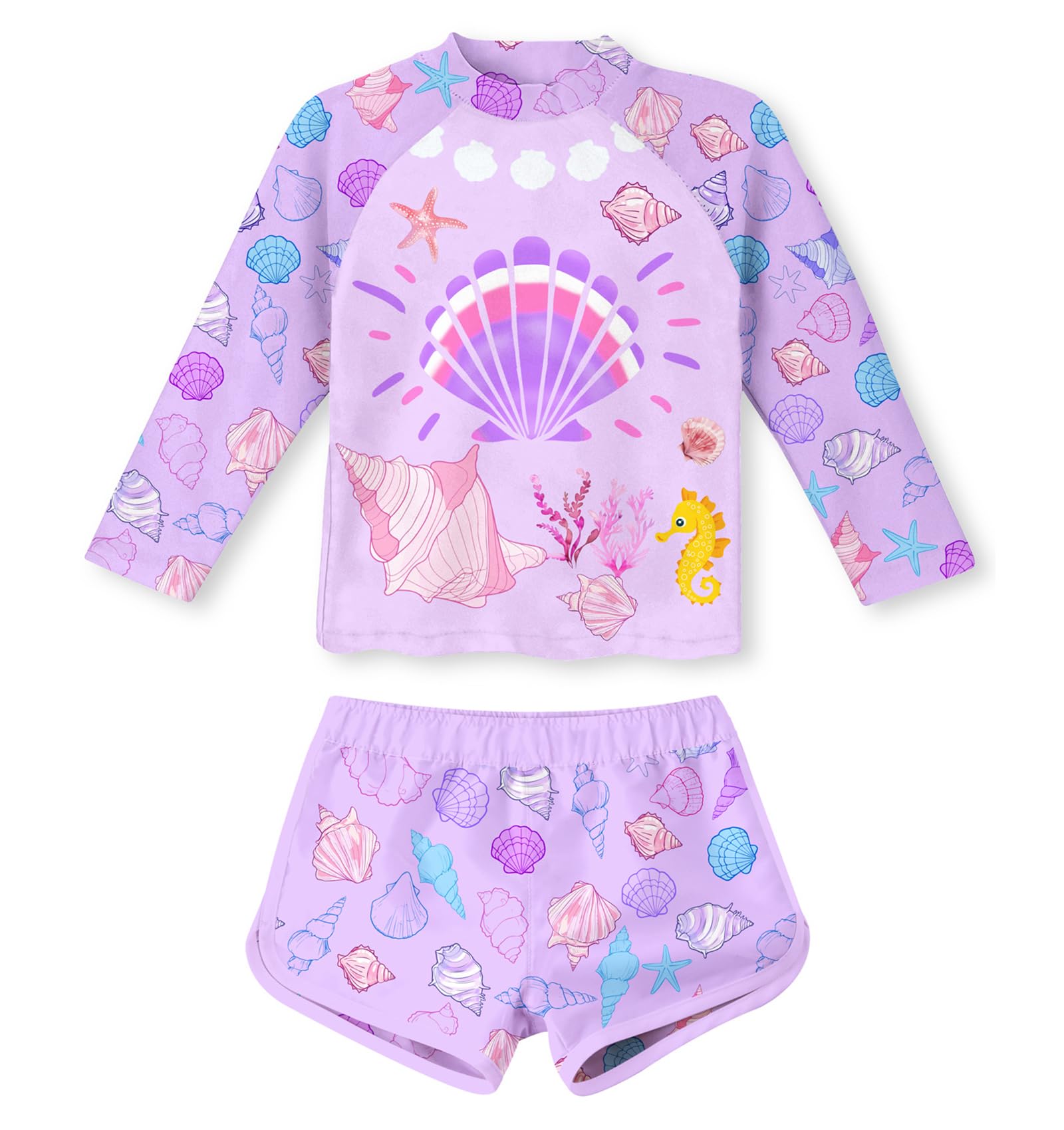 ALISISTER Girls Swimming Costume Kids Zweiteilige Langarm Badeanzug UPF50 Schutz Schwimmset für Mädchen Kinderbadeanzug 4 10 Jahre