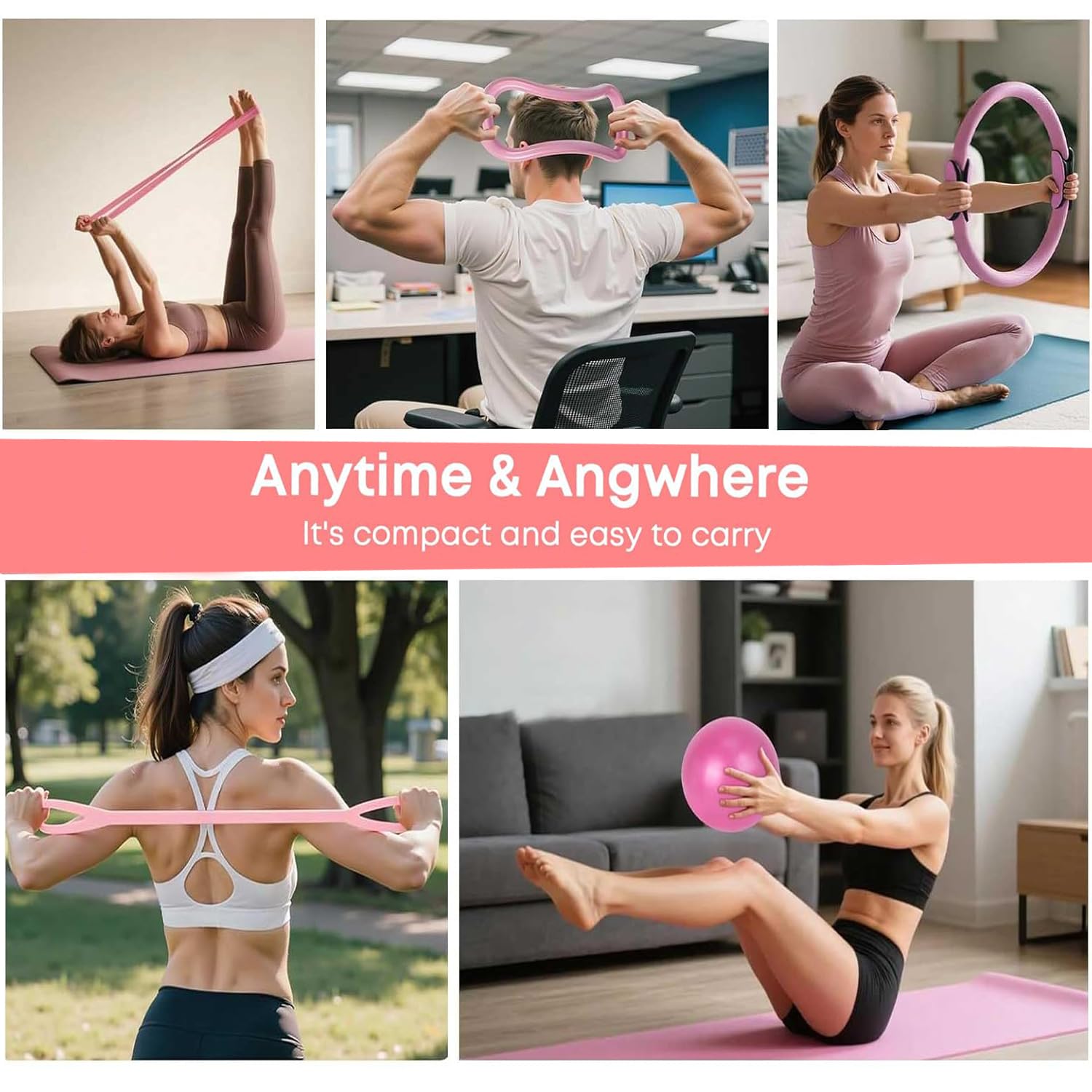Pilates Kit, 13Pcs Pilates Circle with Yoga Ring & Band, Socks, Body Trimmer, Waist & AB Shaper Workout Equipment for Home Gym Toning, Strength & Flexibility