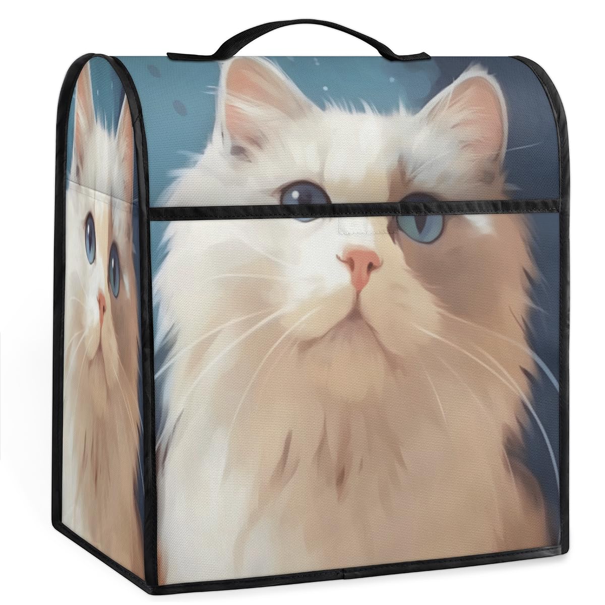 Coffee Maker Cover White Cat Kitchen Appliance Covers Small Appliance Covers Blender Cover Juicer Cover Dust Covers for Kitchen Appliances with Top Handle and Pockets,Washable,C921