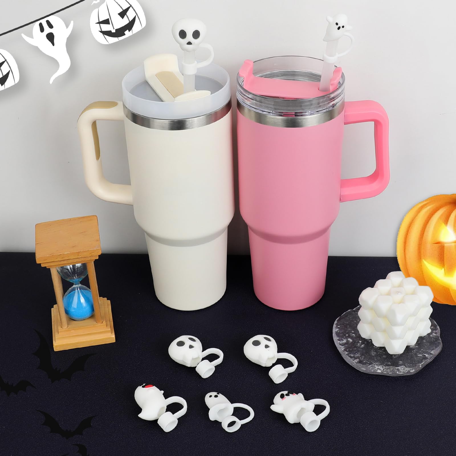 Halloween-Strohhalm-Abdeckkappen Für Stanley-Becher – 4-6 Stück, Silikon, Wiederverwendbar, 10 Mm Durchmesser
