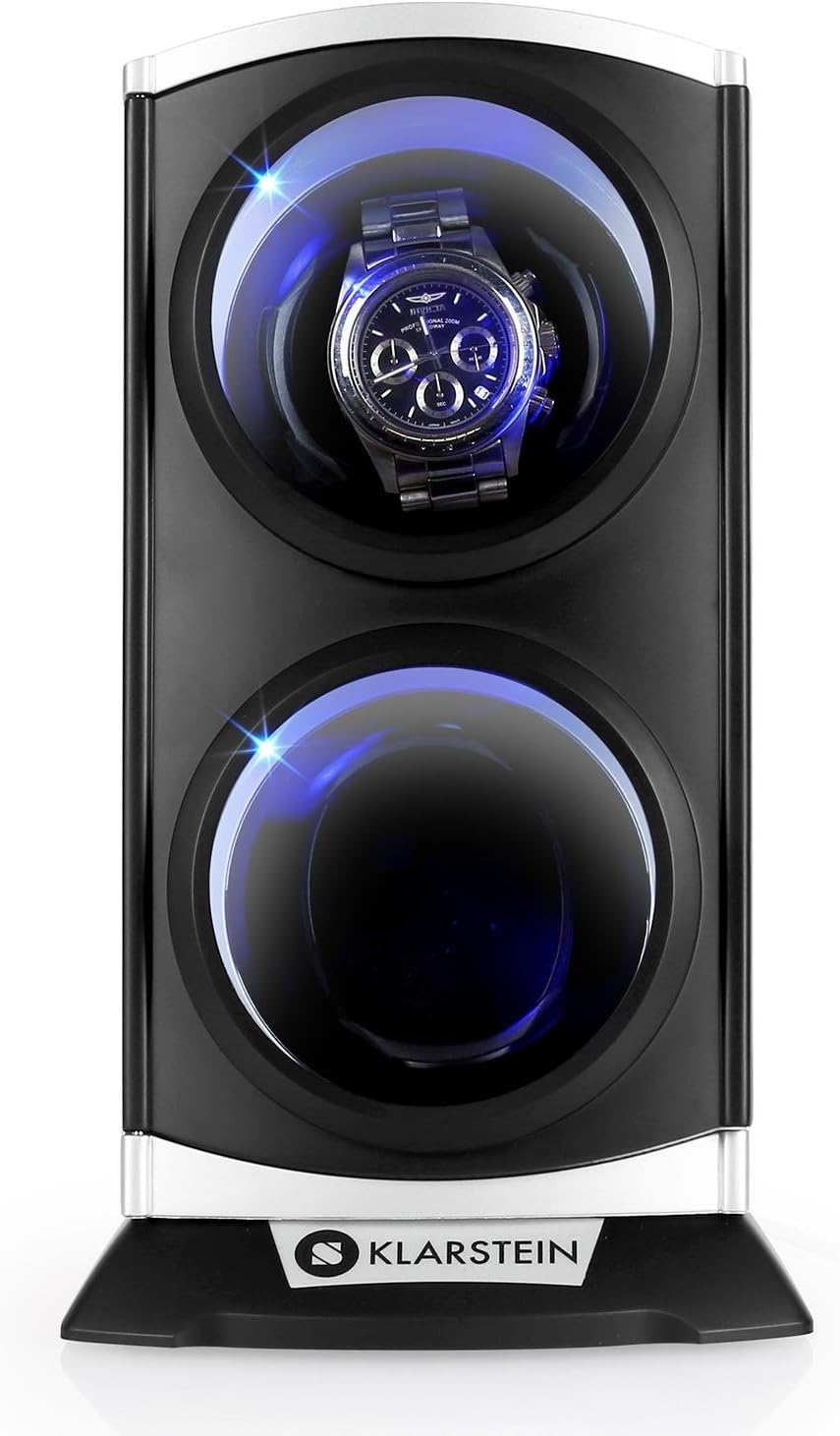 Klarstein St.Gallen Premium Watch Winder with door open, showing a watch inside