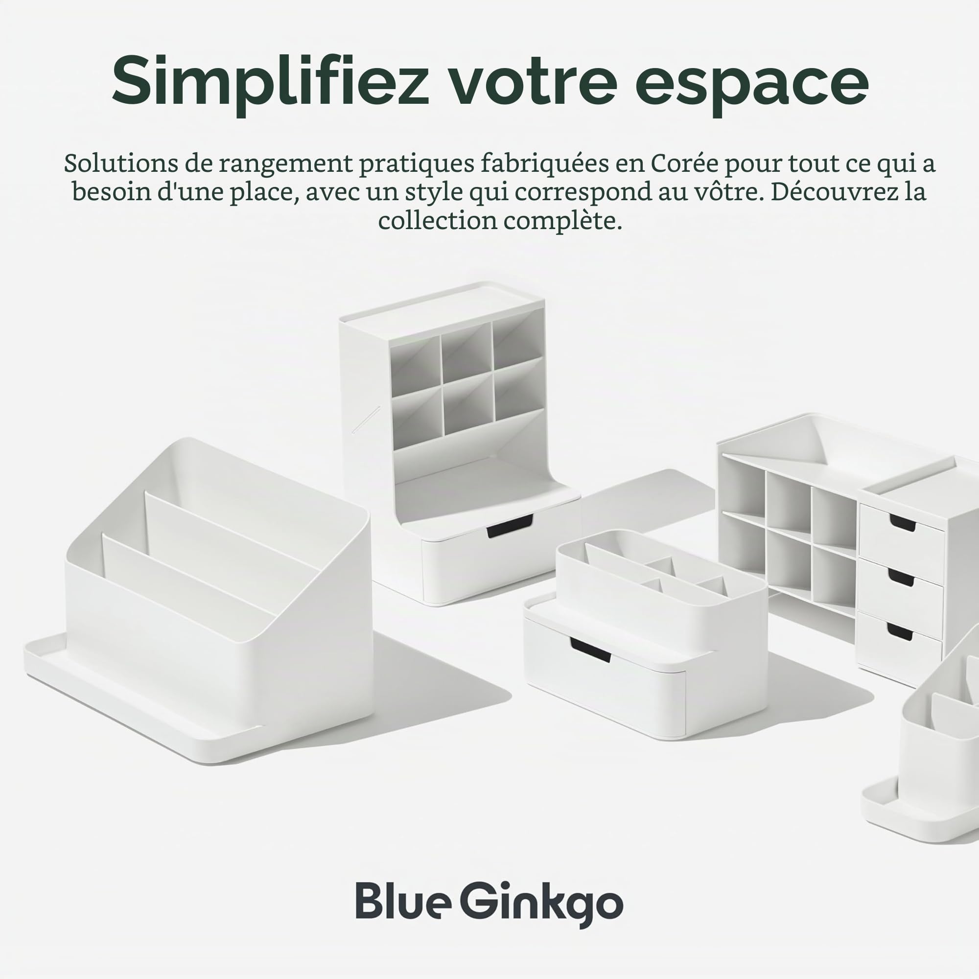 BLUE GINKGO Organisateur de Bureau – Rangement Fabriqué en Corée pour Stylos, Notes, Courrier et Fournitures de Bureau (Vert)