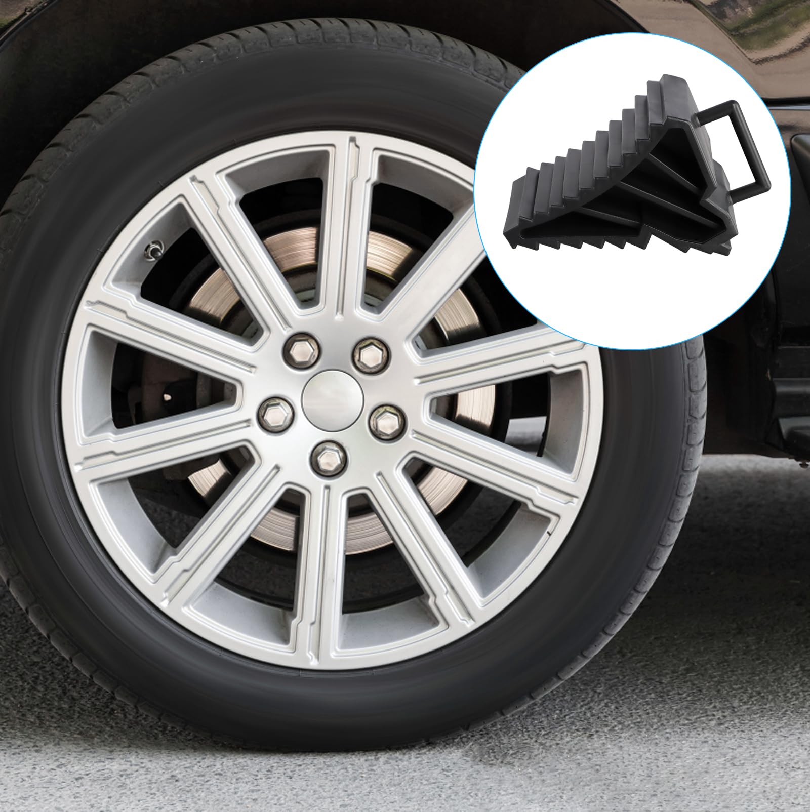 Joyan 2 Pezzi Cunei per Ruote, Cunei in Plastica con Maniglia, Cuneo Ferma Ruota, Cuneo Auto, Cunei Ruote Auto, per Rimorchi Roulotte Camper
