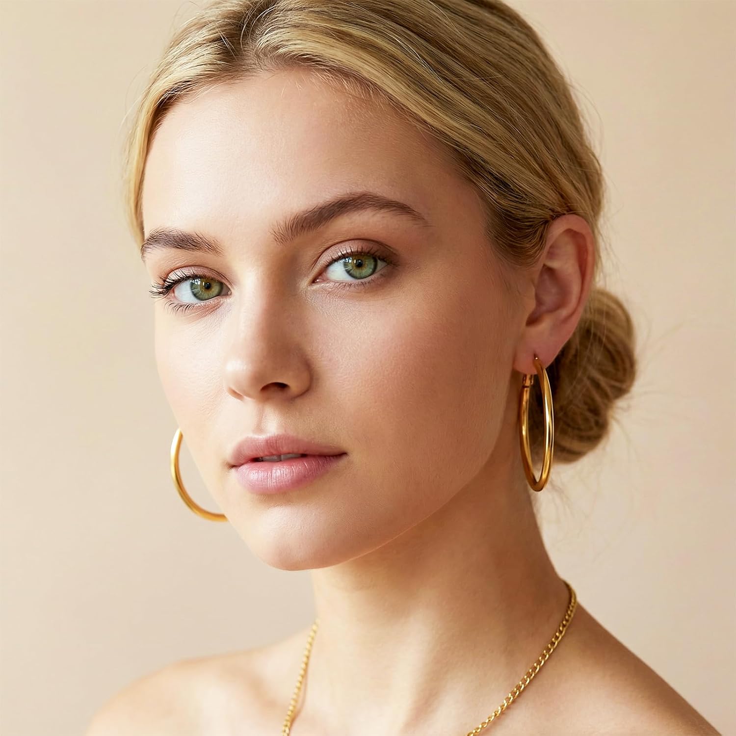 Stainless Steel Hoops Earrings for Women with Graduated Curvature Dangle Thin Earrings for Women Trendy Lightwight Gold - Image 5