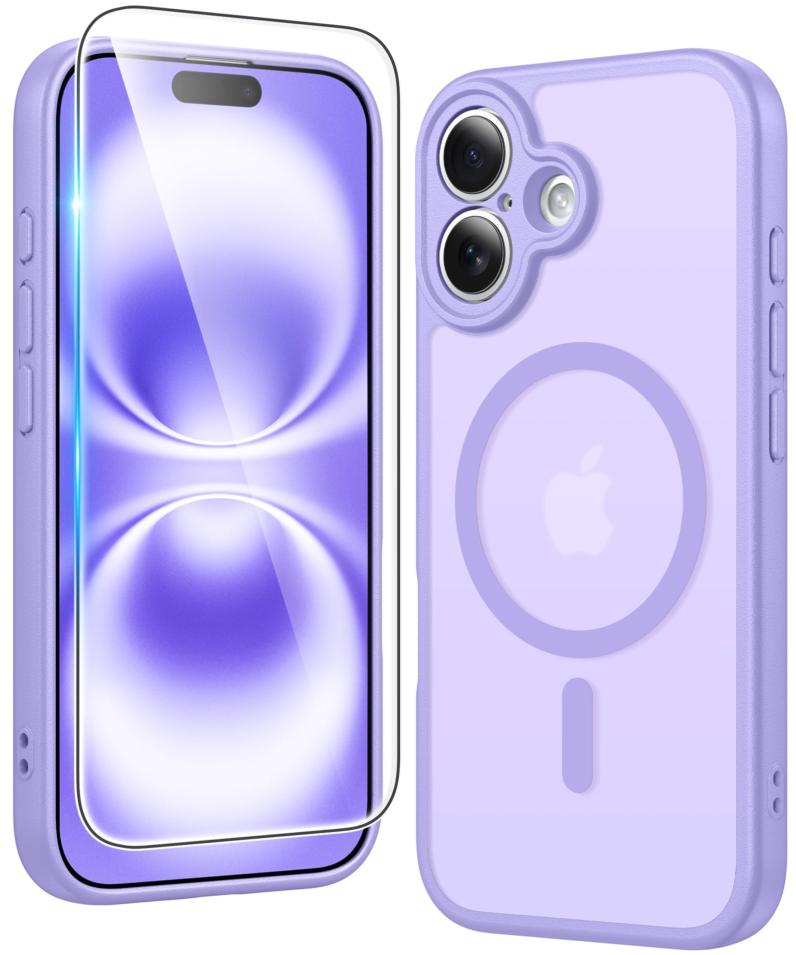 FNTCASE for iPhone 16 Plus Case Compatible with Magsafe Matte Phonecase | Screen Protector, Military Grade Drop Protection, Slim Magnetic Phone Cases, Shockproof Bumper, Translucent Cell Cover