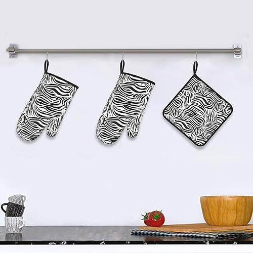 Miniatura 5 de African Oven Mitts and Potholders3 PSLeopard Skin Savannah CamouflageBBQ Gloves with Anti-Scald Material Cooking Gloves for Bake Grilling BBQMagenta