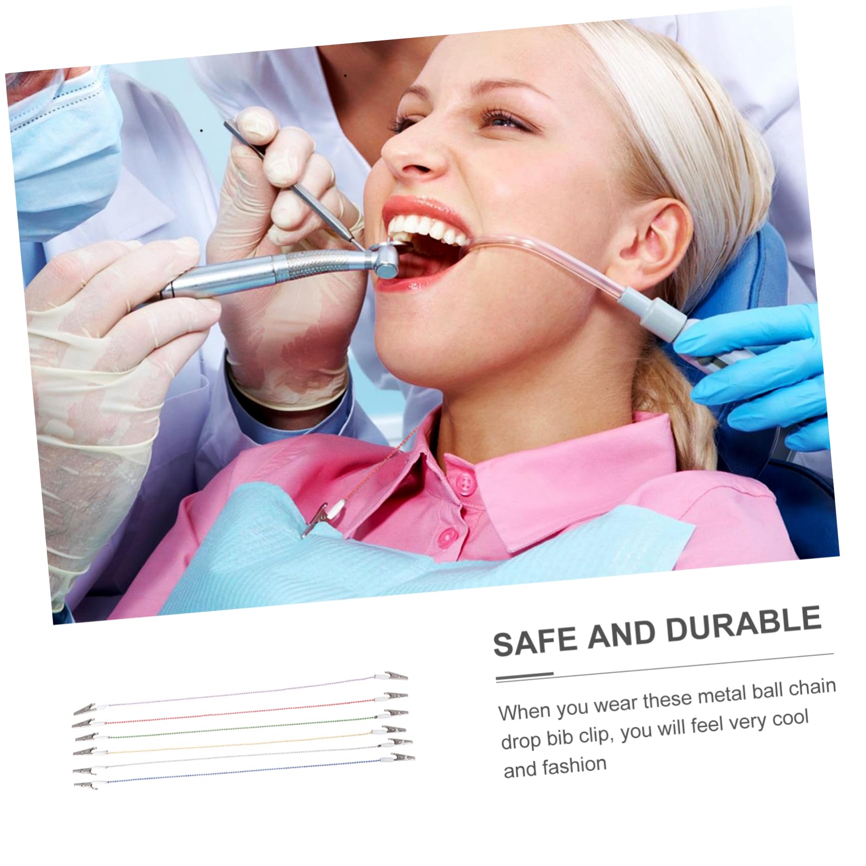 Alipis 6Pcs Bib Clips with Flexible Metal Napkin Holder Random Colors Face Lanyard Holder Design