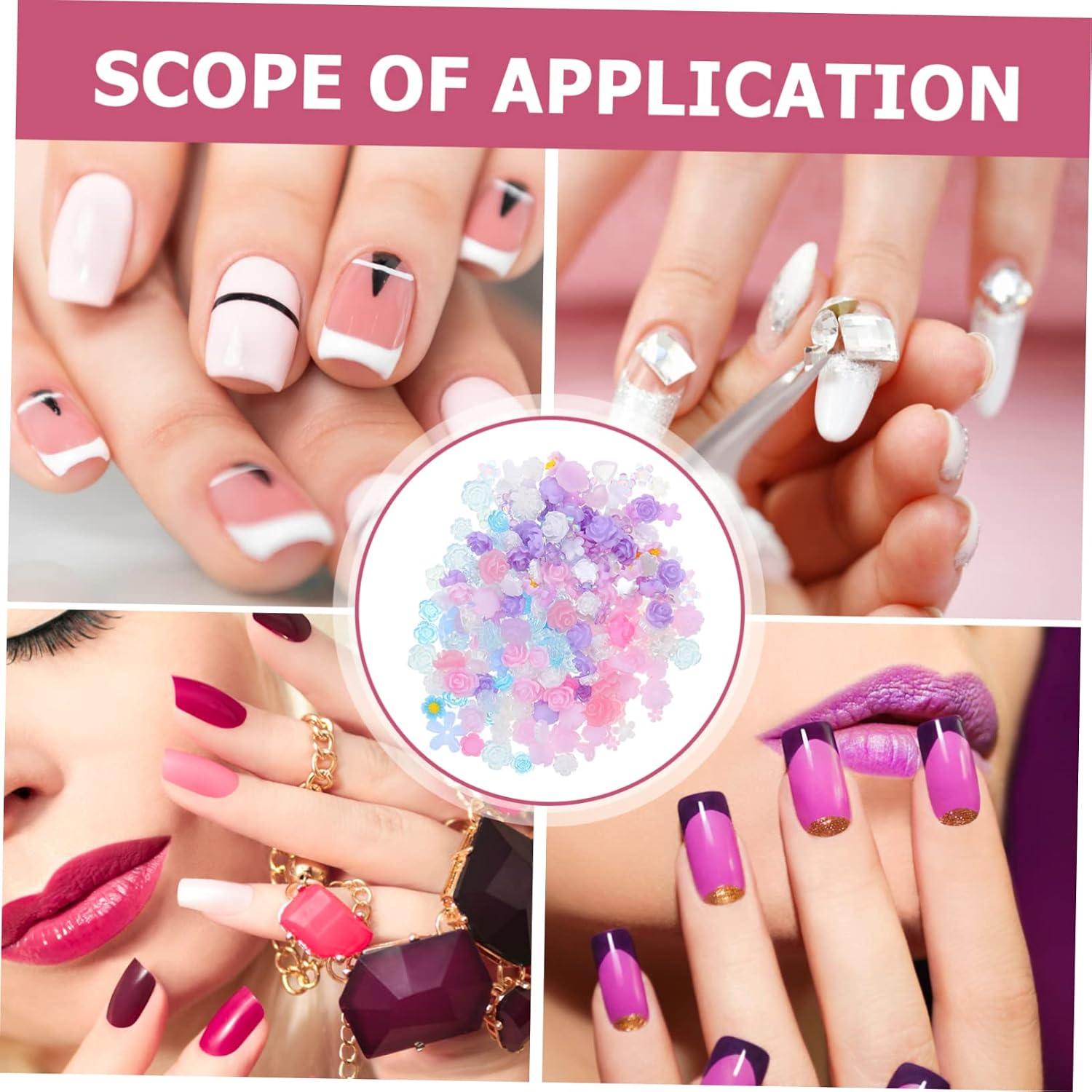 POPETPOP 2pcs Resin Nail Decors Cute Flower and Heart Designs for DIY Nail for Manicure Crafts and Phone Case Decoration