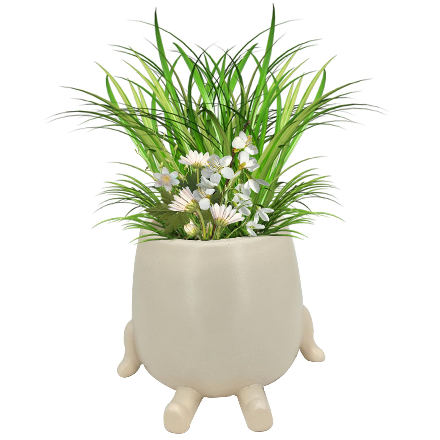 Wedhapy Sitting Plant Pot Indoor Plant Pot, Cute Face Planter Small Smiling Sitting Resin Flower with Face, Decorativeand Cactus Planter, LoverStyle 1