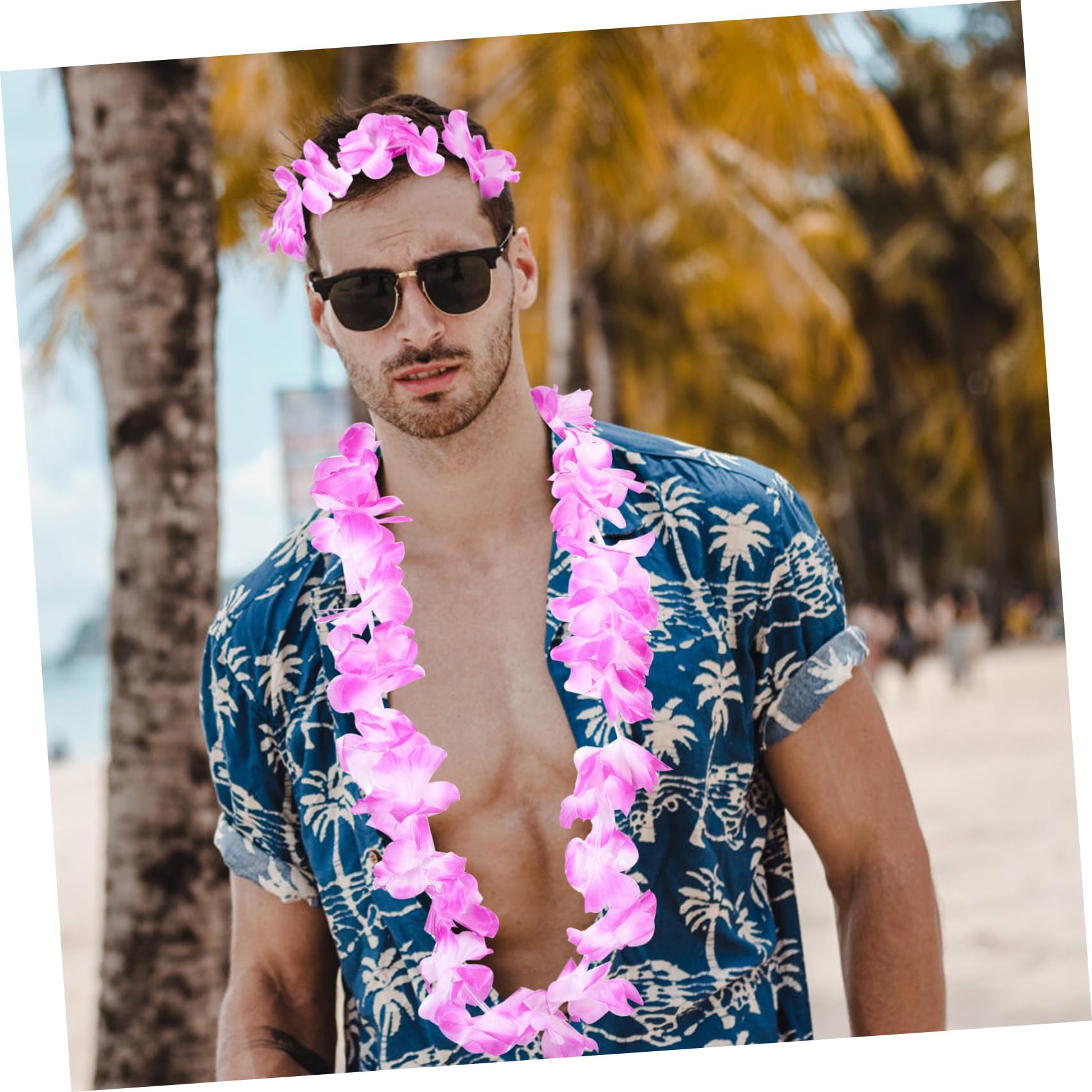 ifundom 21sätze Hawaiianische Mit Blumenkränze Und Armbänder Für Luau-party Strandkostüm Dekoration Und Fotografie Bunten Farben Erhältlich