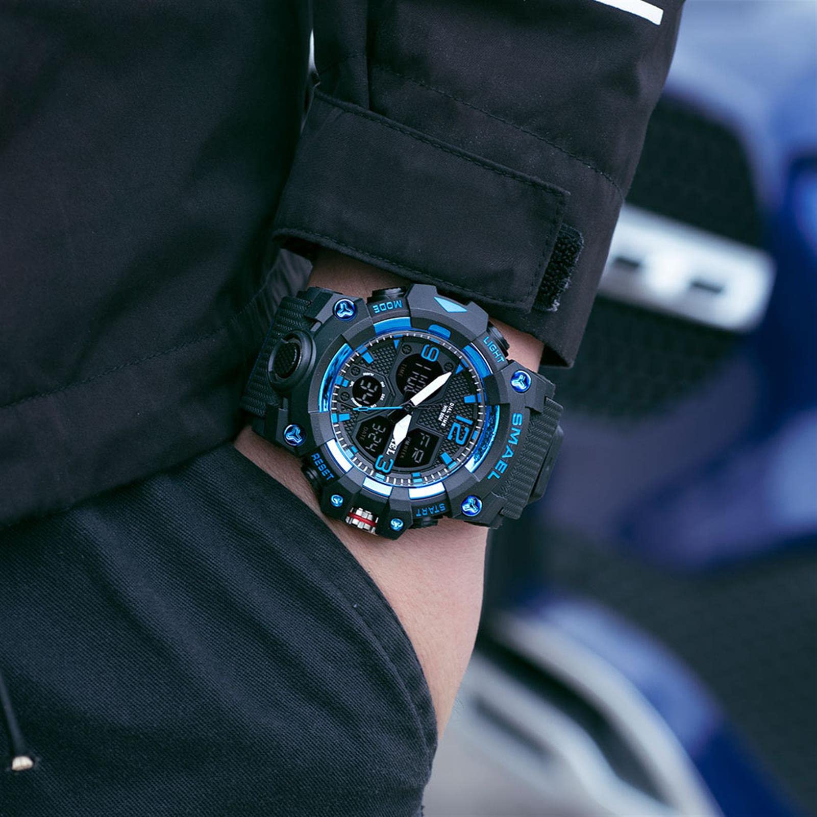 Montre Homme Montre Digital Sport Homme M Ilitaire Étanche,Grand Écran Analogique Digital Montre avec Alarme,LED,Montres Bracelets Multifonctions