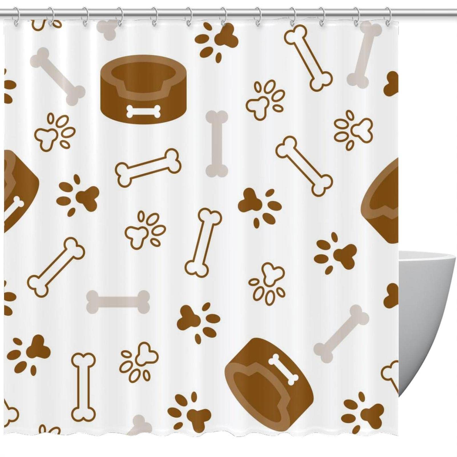 Rideau de douche motif chien et chat sans odeur 12 crochets
