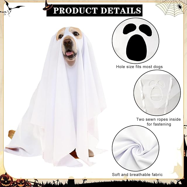 Foto 8 de 8 de Traje de perro de terror, traje de Cosplay para perros, capa fantasma de Halloween para mascotas