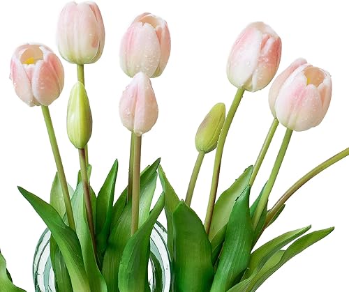 Miniatura 90 de 15 flores de tulipanes artificiales, ramo de látex de tacto real, tulipanes falsos para oficina, boda, fiesta, hogar, cocina, jardín