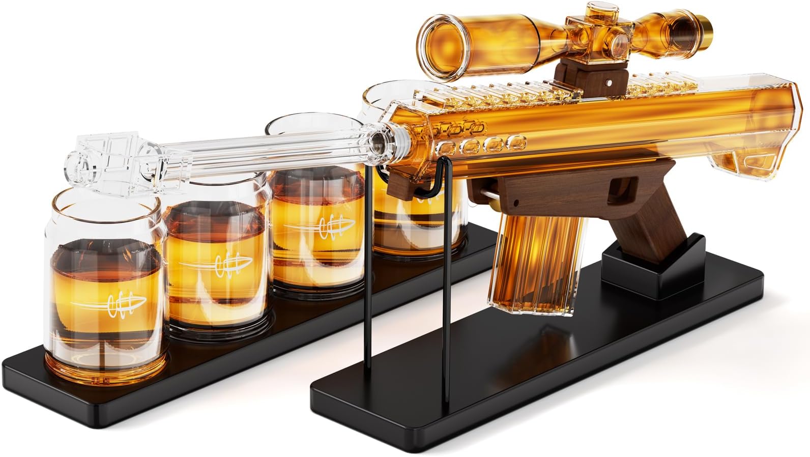 - Gifts for Men Dad, Whiskey Decanter Sets, Gun Decanter Set with 4 Bullet Glasses & Sighting Telescope, Boyfriend Birthday Present, Liquor Dispenser for Bar, Anniversary - 22 oz, Christmas