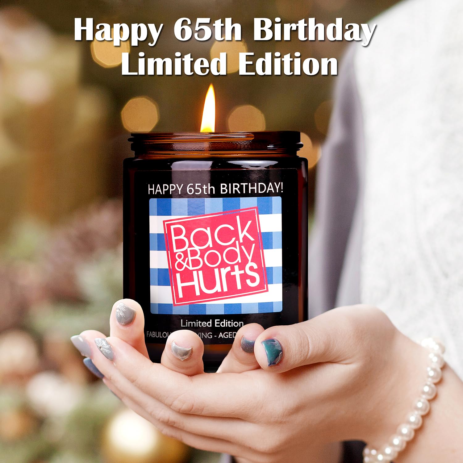 Happy 65th Birthday Decorations - Scented Candles for Dad, Mom, Woman, Her, Wife, Husband, Friends, Sister, Party, Best 65 Year Old, 1959 Birthday Ideas