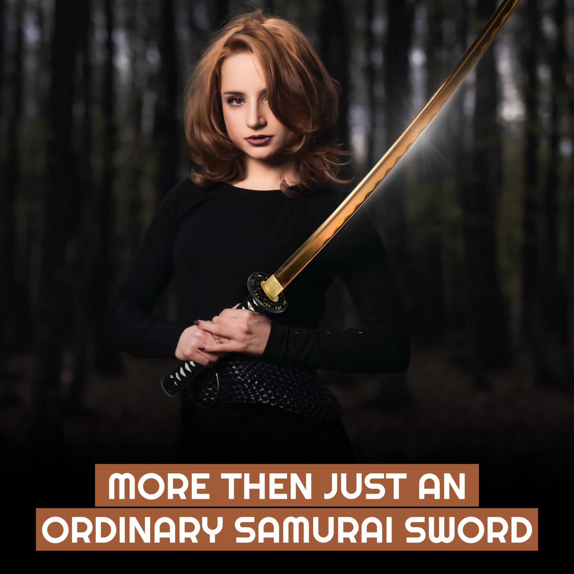 Swords and more Leaf Katana – Japanisches Schwert, Samurai Schwerter scharf echt, Handgeschmiedetes Carbon Stahl Katana mit Scheide 102 cm, Katana Schwert für Übungen und Samurai Deko