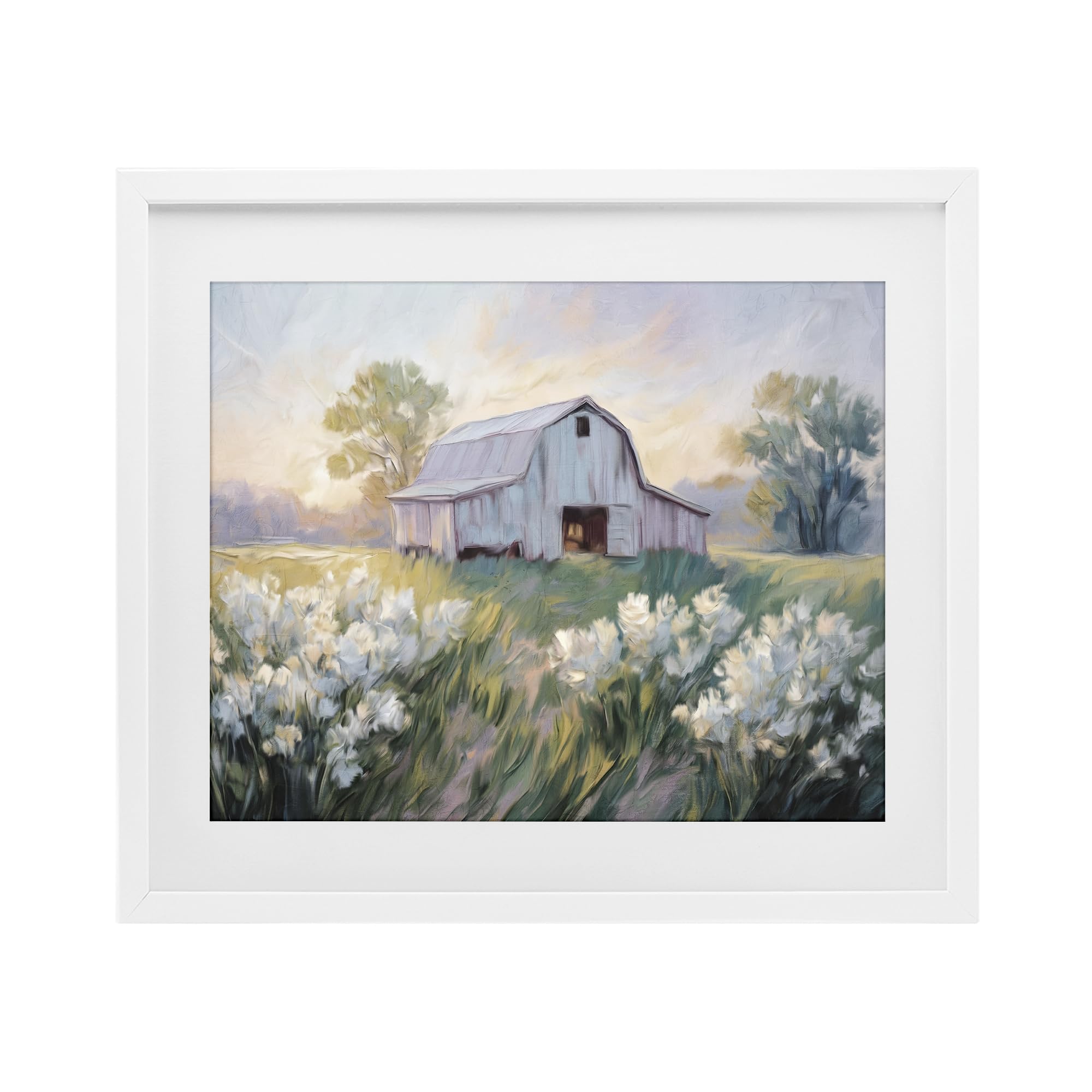 Stupell Industries Coastal White (Textured) Secluded Barn Landscape, 17 X 21 Inch Framed Print Under Glass