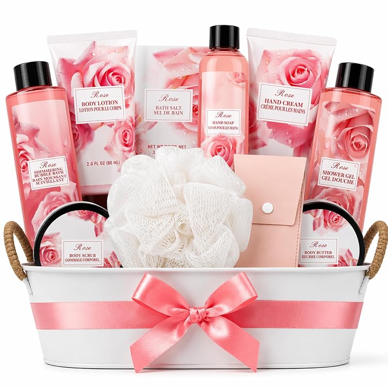 Conjunto de banho BODY & EARTH com fragrância de rosa, 11 peças