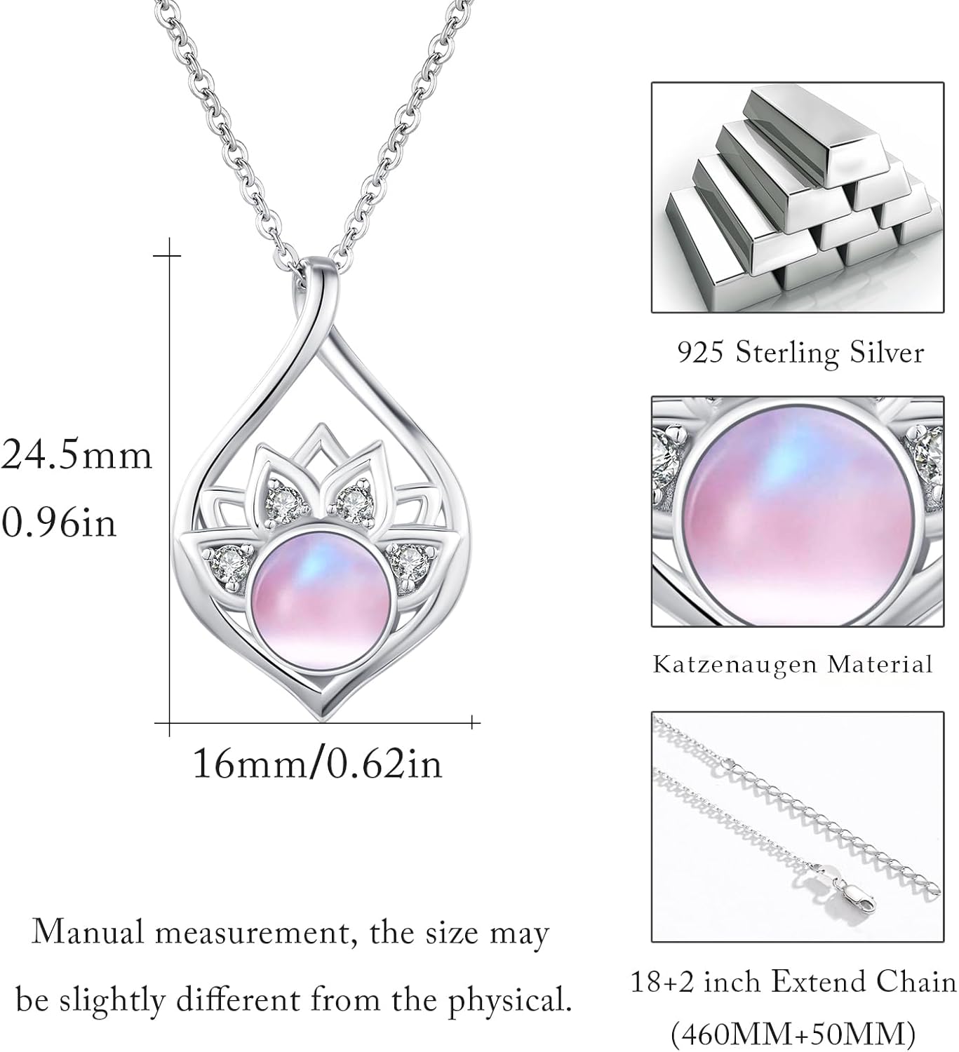 Lotus Necklace for Women 925 Sterling Silver Dainty Lotus Flower Pendant Necklace Yoga Jewelry Gifts for Women - Image 2