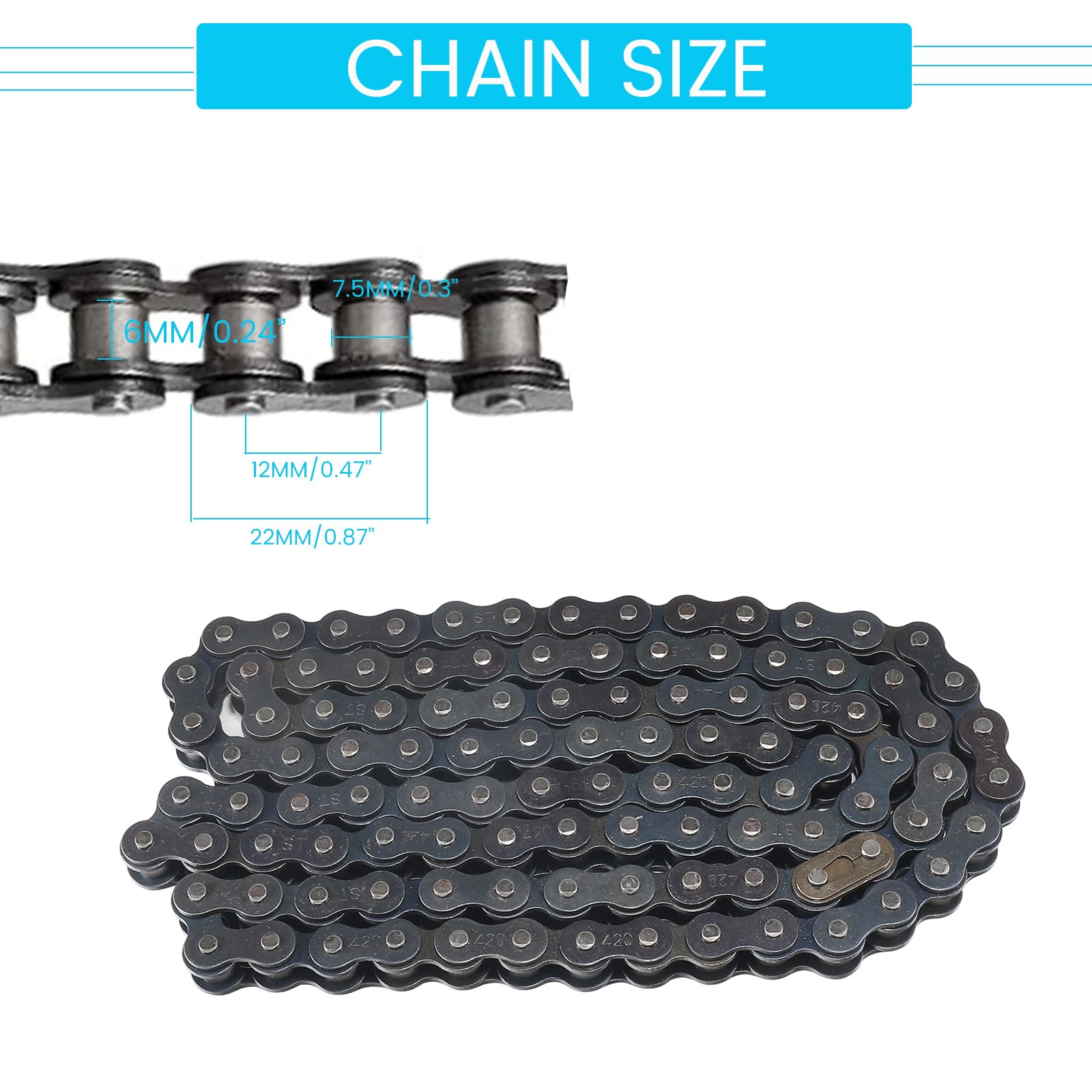 Chain And Sprocket Kit 60T Mini Bike Sprocket Kit 90 Links For