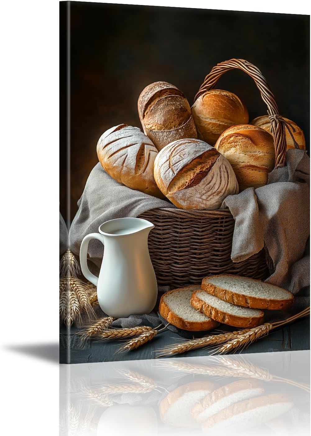 PLIDAAYO Christian Bread Wine Wall Art Rustic Food Painting Bible Verse Canvas Print Picture Poster Farmhouse Kitchen Decor for Dining Room Ready to Hang(Kit-05,16"x24")