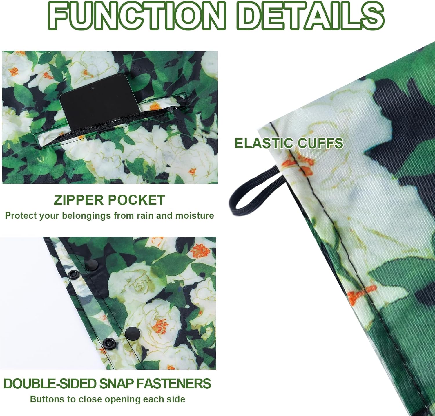 Hooded Rain Ponchos for Adult - Rain Coat and Rain Jacket with Waterproof Pocket and Zipper - Image 5