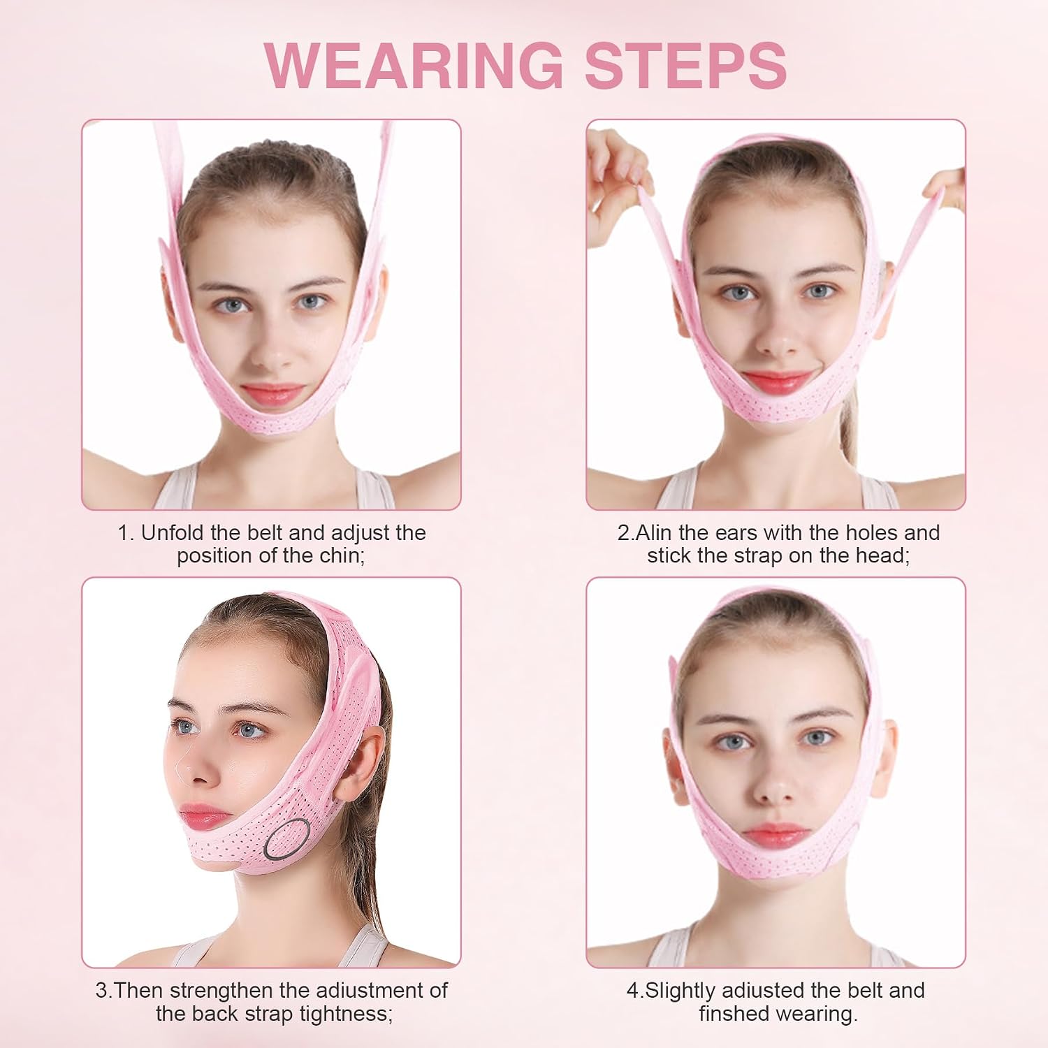 Breathable Face Lifting Strap, V-Shape Chin Strap for Double Chin Reduction & Overnight Firming, Soothing Face Mask for Non-Surgical Lift and Jawline Definition, for Sleeping