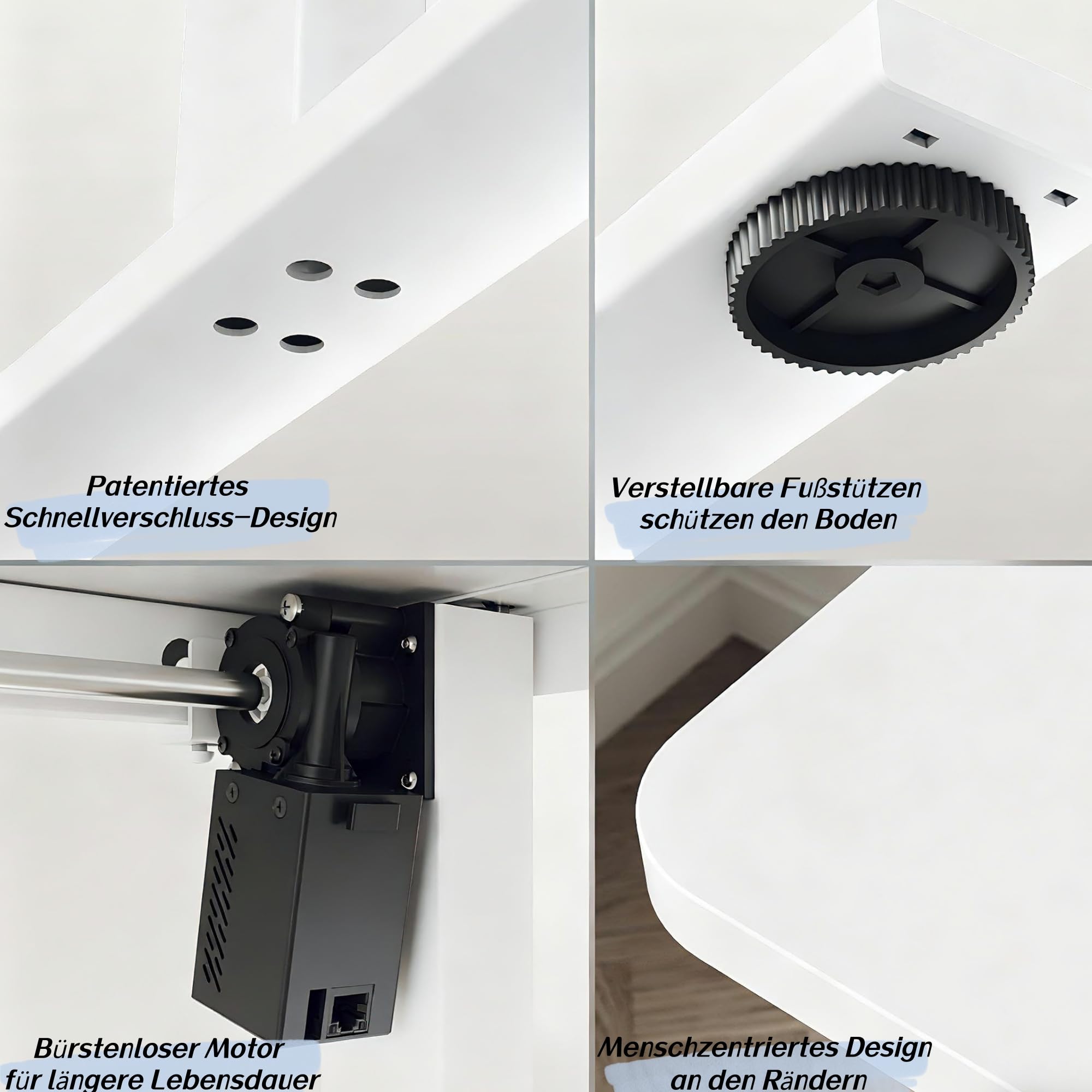 SONNI Höhenverstellbarer Schreibtisch Elektrisch, 120x60cm, Bürstenloser Motor mit 3 Memory-Funktionen, Anti-Kollisionssystem & Kabelmanagement, Steh-Sitz Tisch für Homeoffice, 60KG Traglast