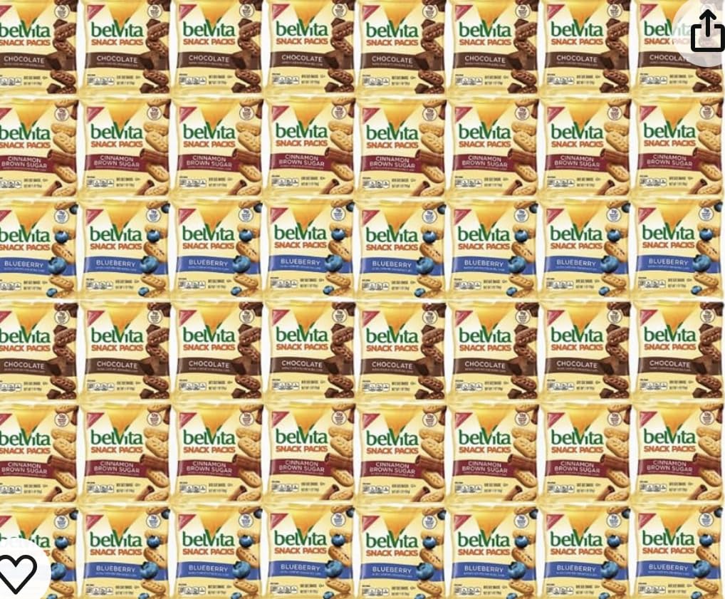 Express Minds llc - BelVita Breakfast Biscuits Variety Packs | 3 Natural Flavors - 12 Chocolate belVita Snack Packs, 12 Cinnamon Brown Snack Packs, and 12 Blueberry Snack Packs